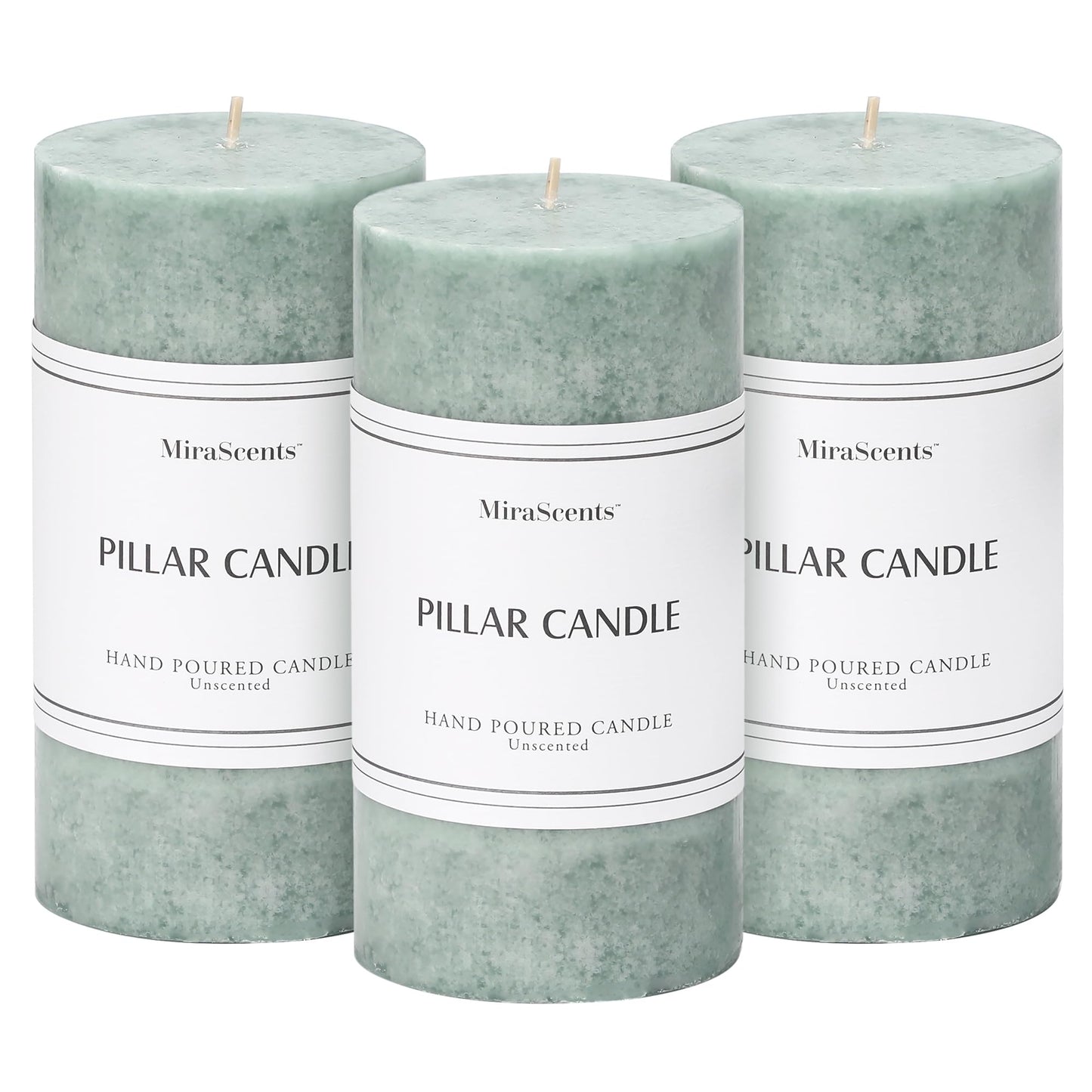3x6 Inch Sage Green Pillar Candles Set of 3, Unscented Green Pillar Candle, Dripless and Smokeless Large Candles, Summer Candle for Home Decor, Dinner Table, Weddings, Holidays