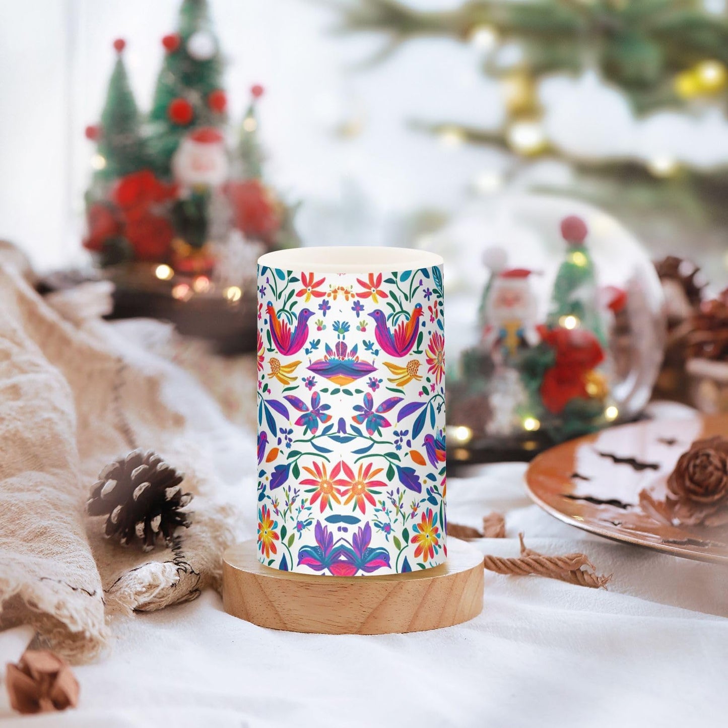 Kcldeci Flameless Candles LED Battery Operated Remote Control Multicolor Plastic Tabletop Decorative Lighting Set of 2