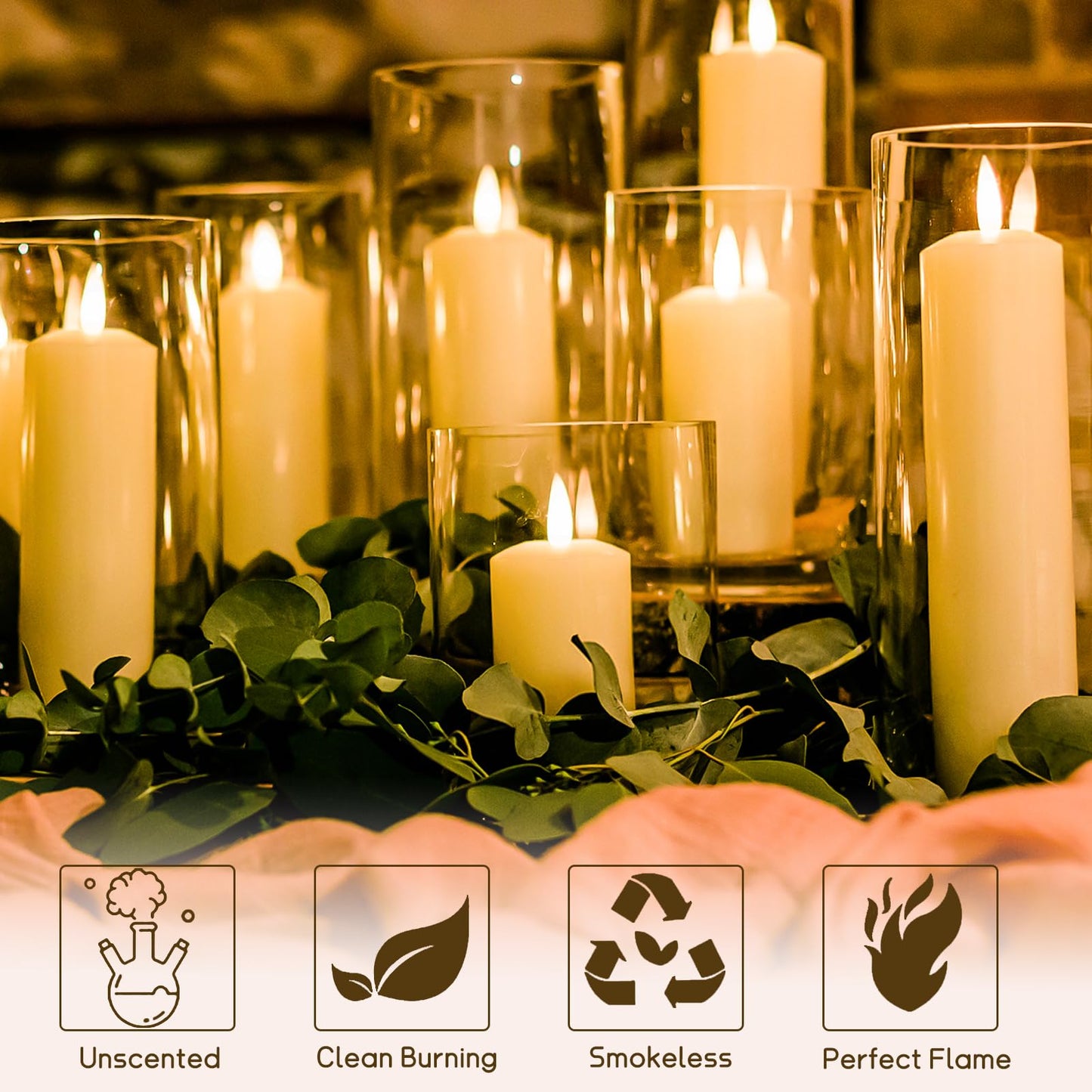 36PC White Pillar Candles Bulk 2 in x 3, 6, 8 Inch Long Burning Wax Pillar Candles Unscented Smokeless Dripless for Wedding Centerpieces Spa Lantern Fireplace Home Christmas Thanksgiving Party Decor