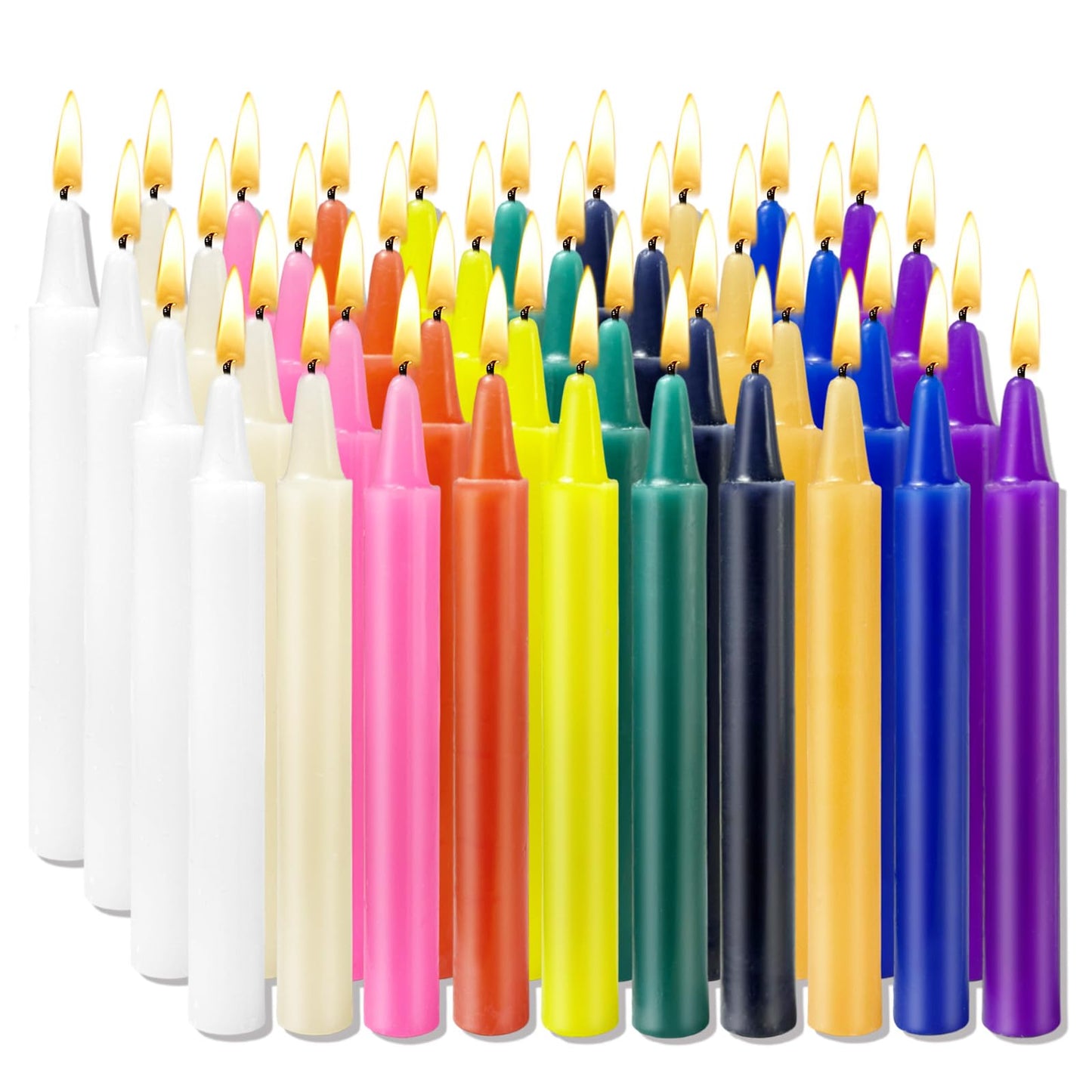 Likejarcand 40 pcs Colored Candle Chime,Spell Candles Unscented Colored Candles Mini Taper,10cm-4Inch Candle Holder Rituals, Prayer, Meditation (40, 10cm)