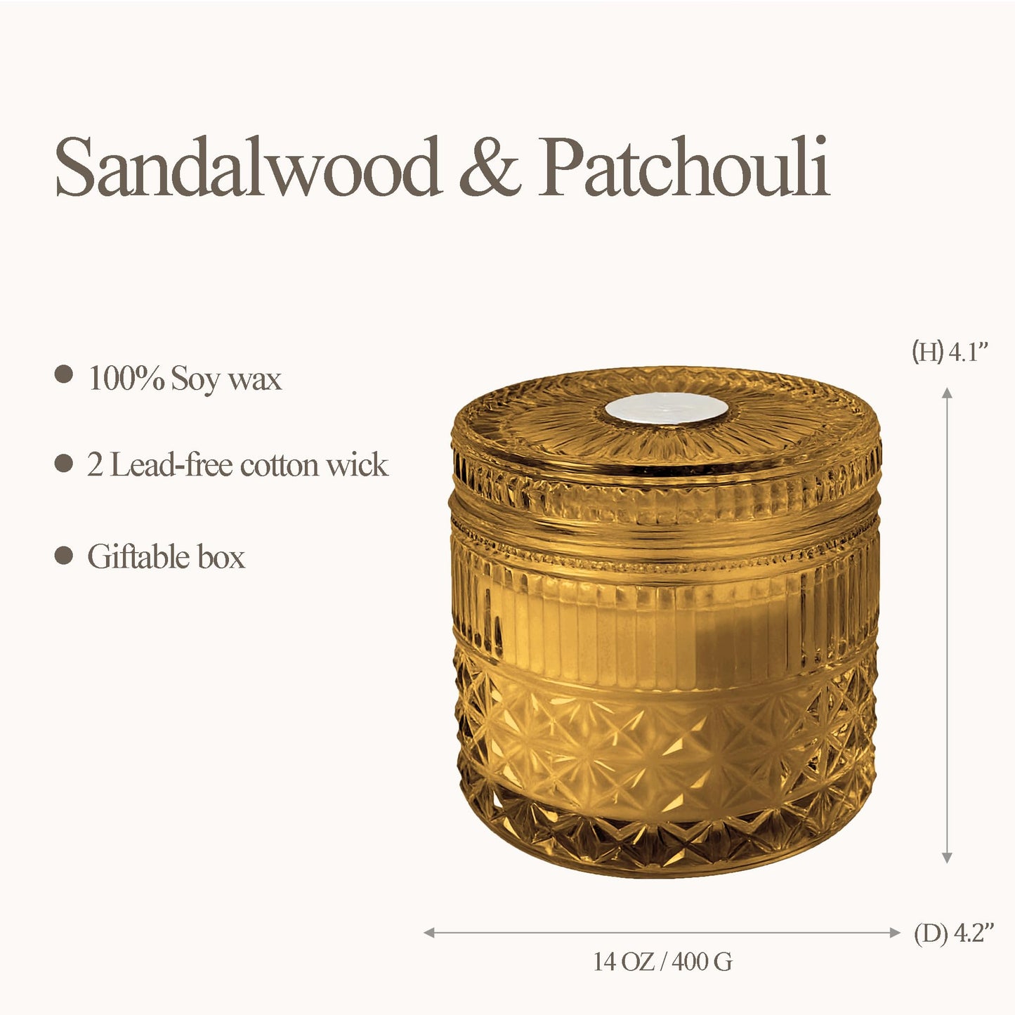 Chloefu LAN Sandalwood Candle, Patchouli Candles for Home Scented, Home Decoration, Gift for Women & Men, Candles for Blessing, Prayers, Highly Scented & Long Lasting, 14 oz
