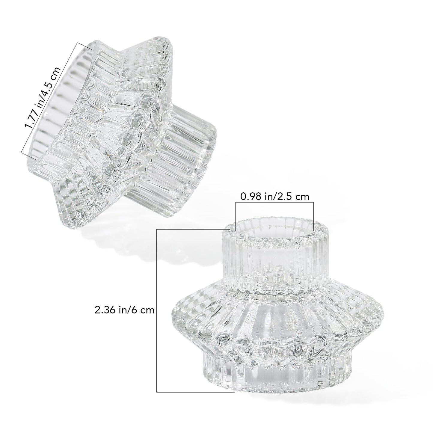 CHOCSTAY Reversible Candlestick Holders Set of 3, Clear Glass Taper and Tealight Candle Holders for Table Centerpiece, Wedding, Party, Home Decor