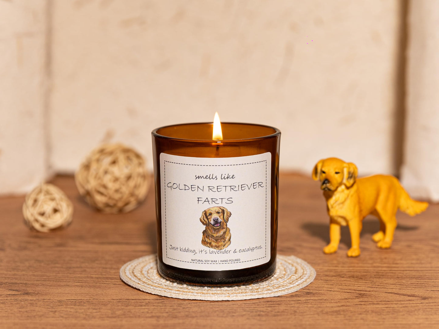 Golden Retriever Gifts & Decor,Dog Mom Gifts, Smells Like Golden Retriever Farts Candle - Lavender & Eucalyptus, Crafted by Natural Soy Wax & Natural Essential Oils