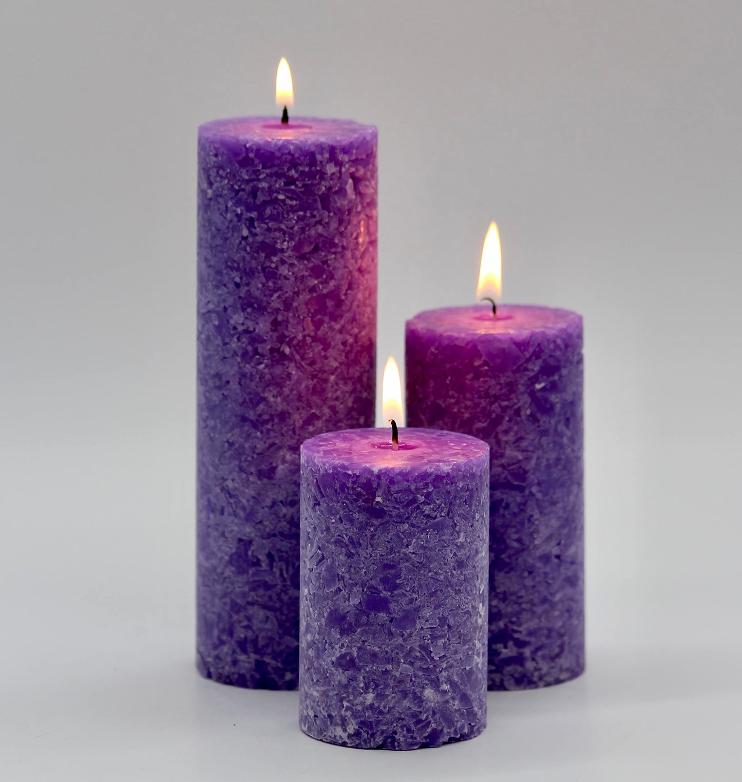 PROSPERRO LUMO by Parkash Candle Set of 3 Fragrace Pillar Candles Marble Finish (Purple - Lavender Fragrance)