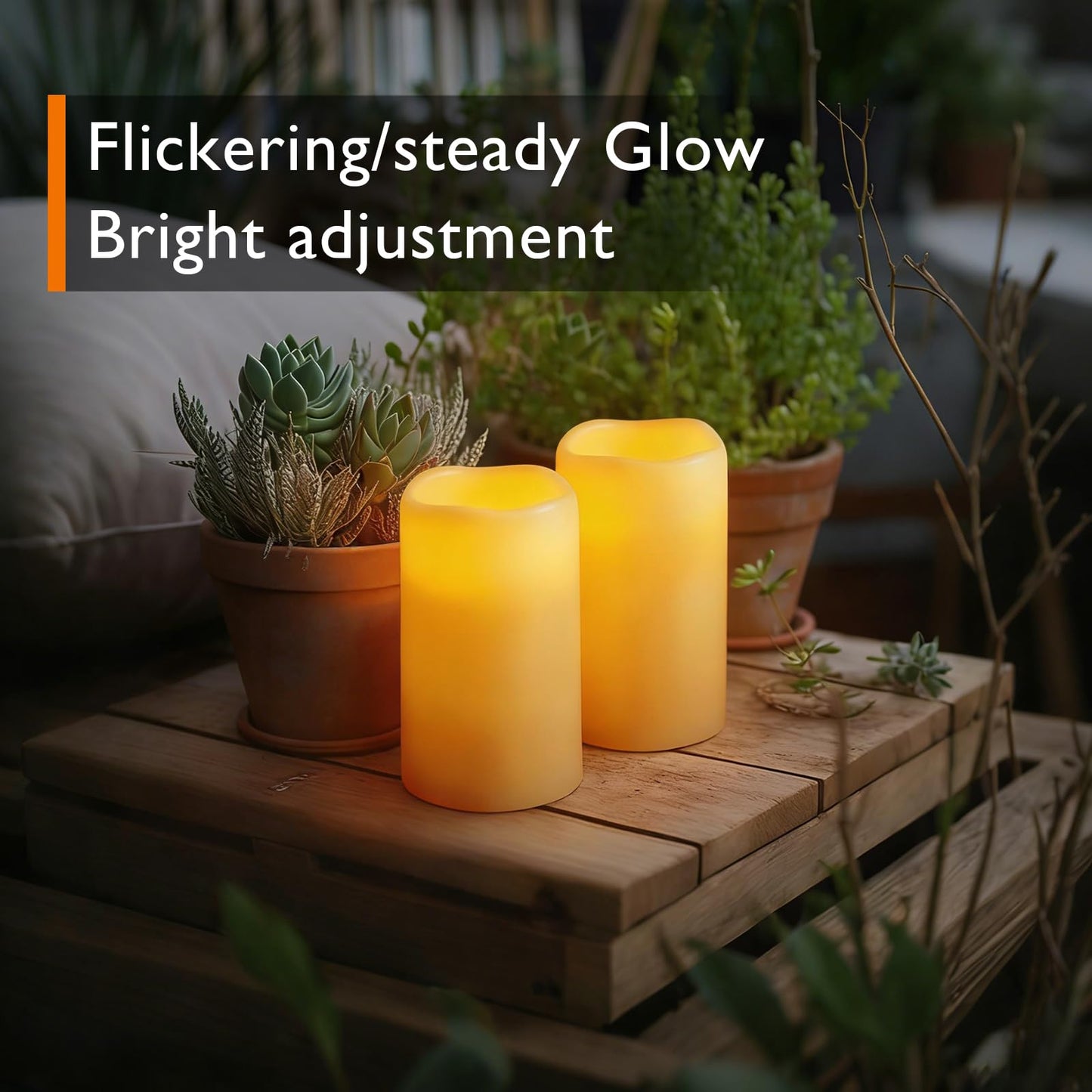 Homemory 3"x5" Flameless Candles, Outdoor Waterproof, Battery Operated LED Pillar Candles with Remote Control and Timer, Plastic, Long Lasting