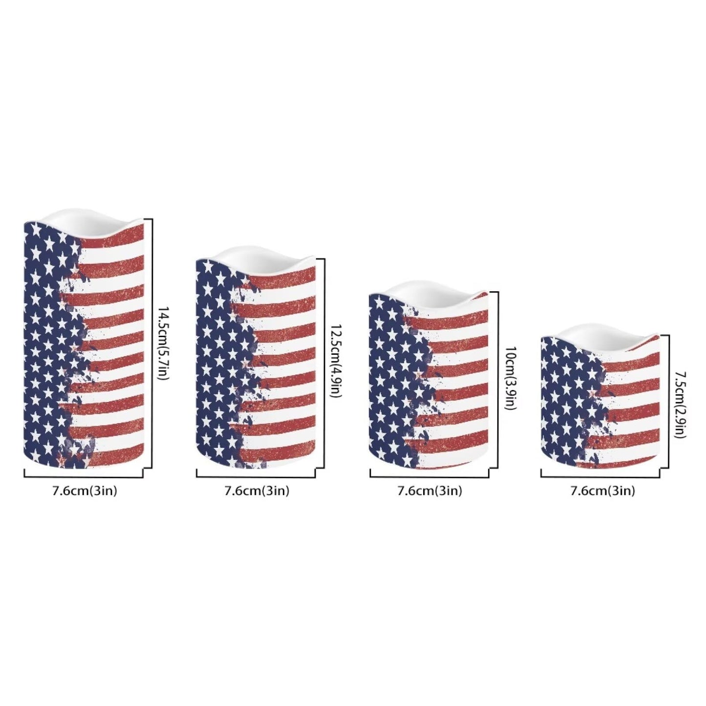 Uorisanigo Stars and Stripes Plastic Flameless Candles with Remote Control and Timer LED Flickering Battery Operated Color Changing Electric Pillar Candles USA Patriotic Design