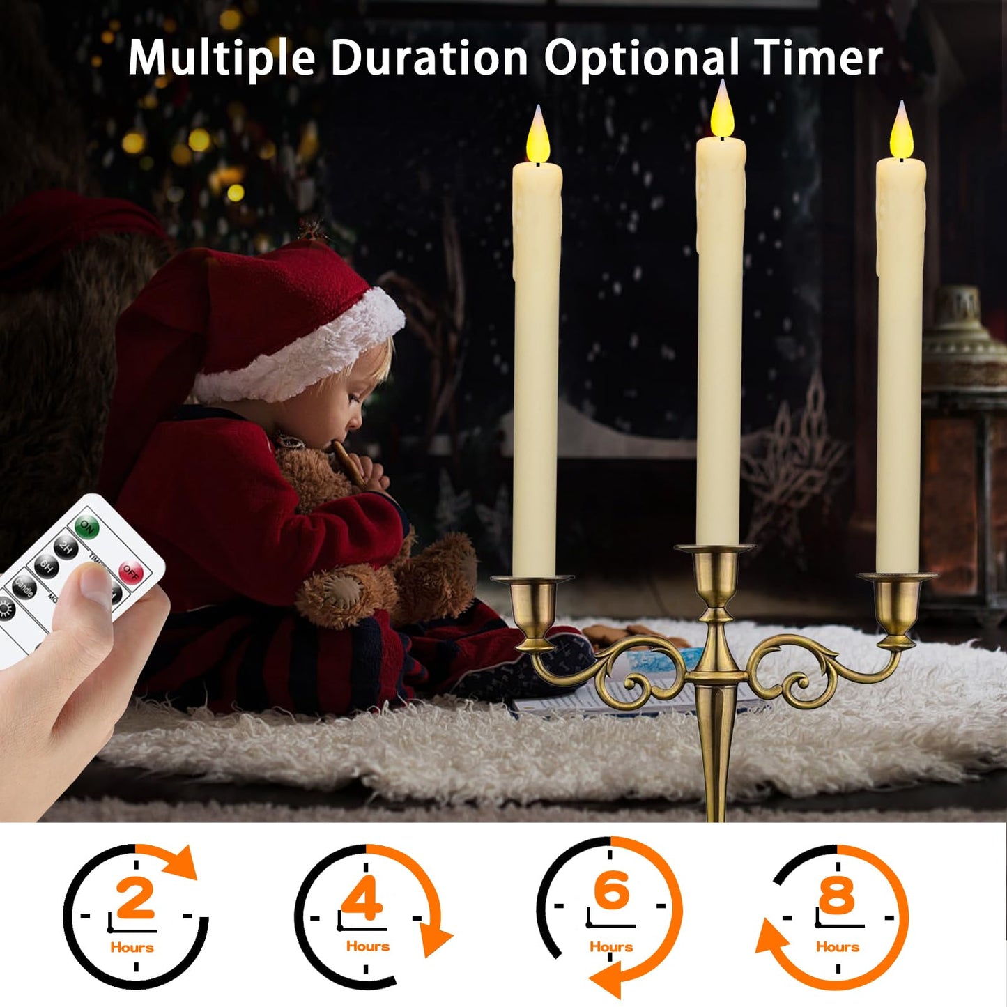 KSWING Upgraded Real Wax LED Flameless Taper Candles with Remote, 6 PCS Ivory Dripping Candlesticks Battery Operated 3D Flickering - 9.6" Long Realistic Fake Candle Sticks for Home/Wedding/Xmas Decor