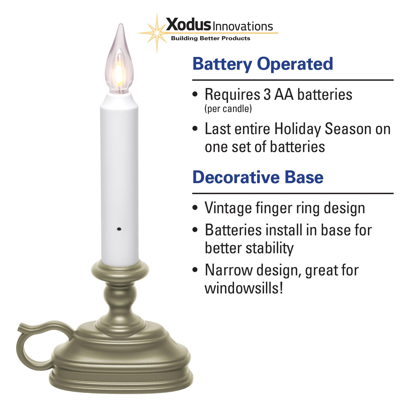 VC1820P 8.5 inch Battery Operated Vintage Filament LED Flameless Window Candle with Dusk to Dawn Timer and 3 Flame Settings, Silver