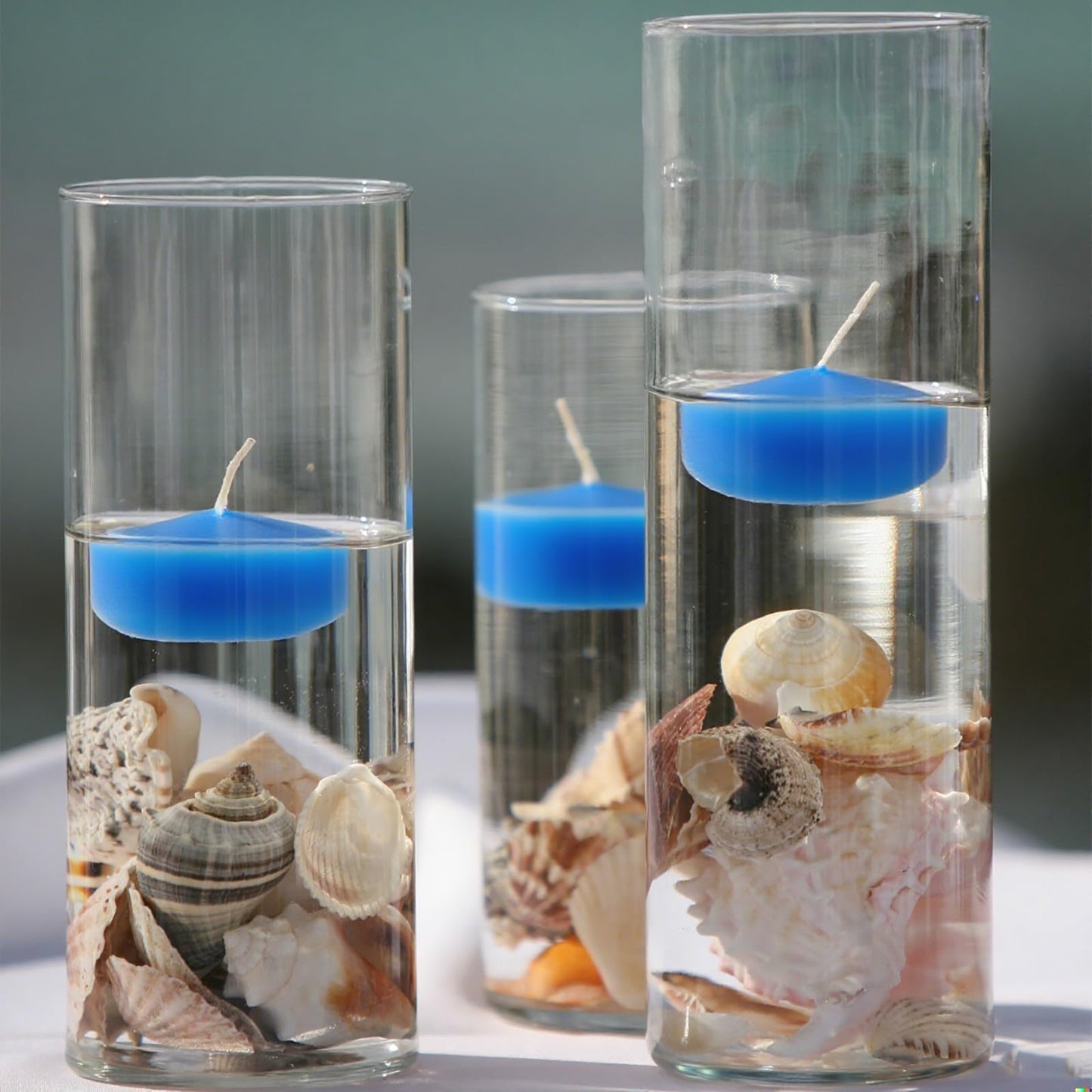 Blue Floating Candles 3 inch 12 Pack - Floating Candles for centerpieces - Wedding Decor - Burning Time 8-10 Hours