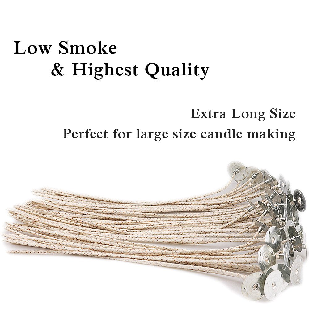 EricX Light 100 Piece 8 inch Soy Wax Candle Wick, Cotton and Paper Interwoven core, Large, for Candle Making, Candle DIY