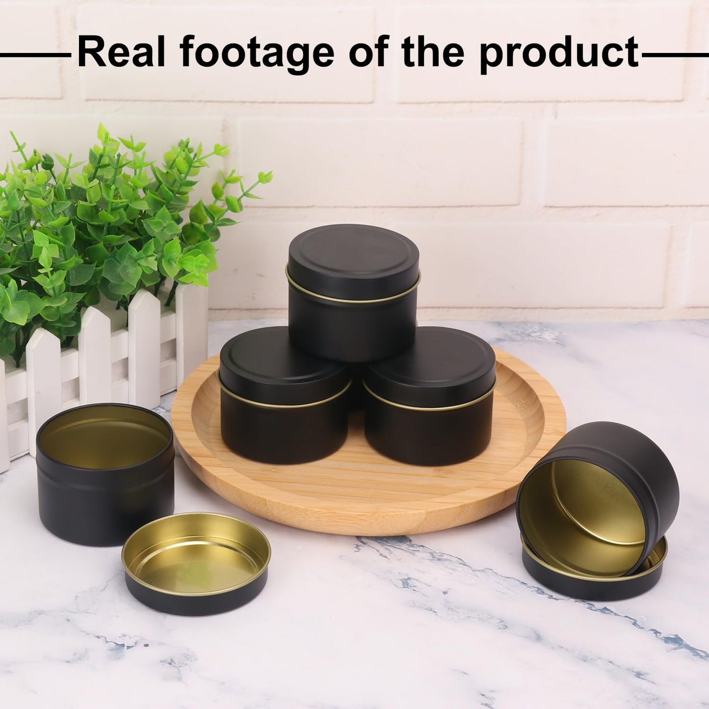 Biugaaufai 72 Pack 4 oz Black Metal Candle Tins with Lids, Round Bulk Metal Candle Jar, Matte Finish, Round 4 oz Candle Tins for DIY Candle Making and Storage
