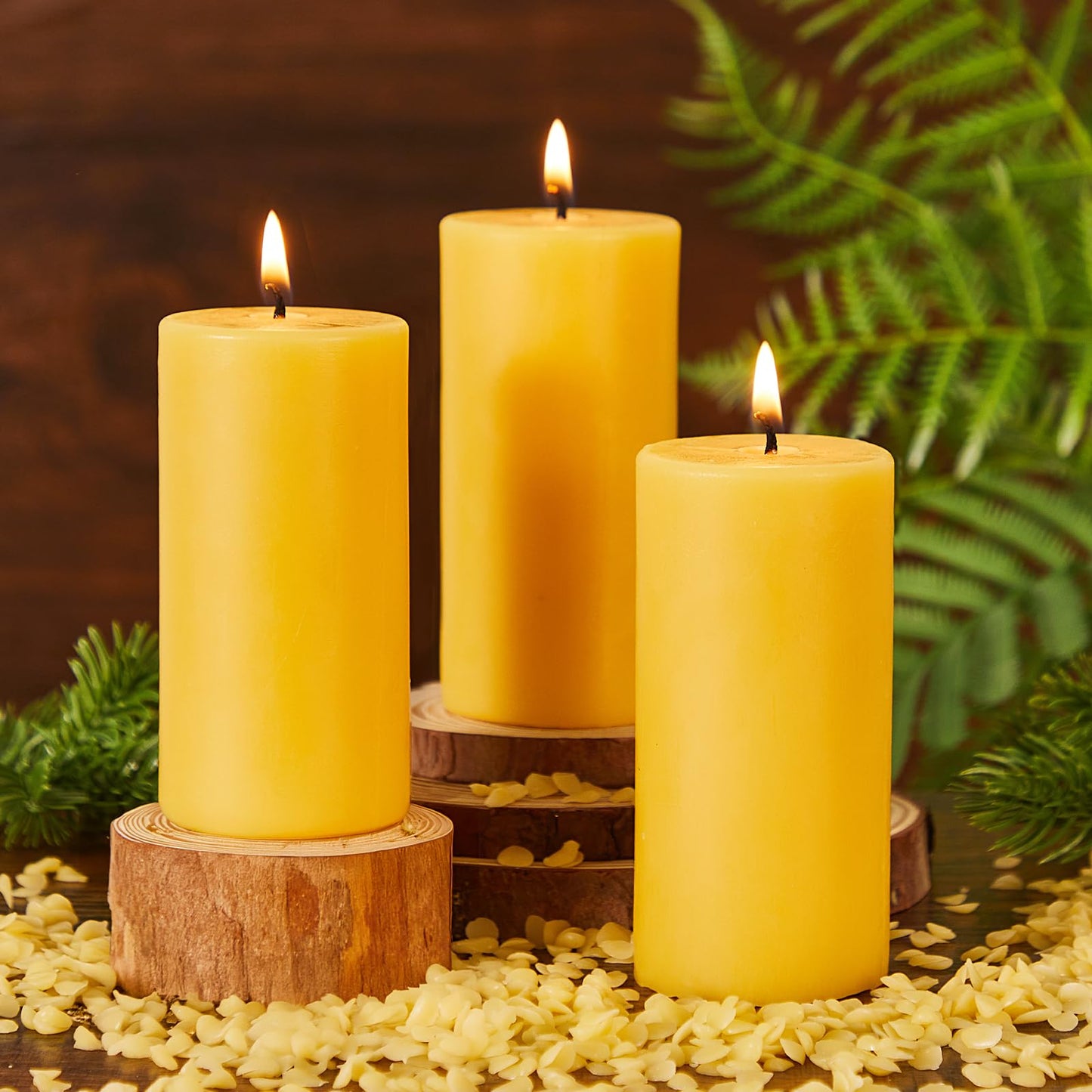 Crenovo 3 Pack Beeswax Pillar Candles, 2x4 Inch - 100% Pure Organic Natural Bees Wax, Unscented Dripless Smokeless Bulk Candles for Home Decor, Emergency, Praye