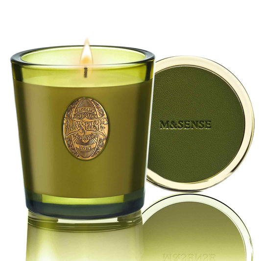 M&SENSE Natural Soy Candle | Forest Cabin & Green | 9.2 oz, 50H Burn Time | Luxury Scented Candle for Relaxation, Gifting, Home Décor | Ideal for Bedroom, Office, Party Ambiance