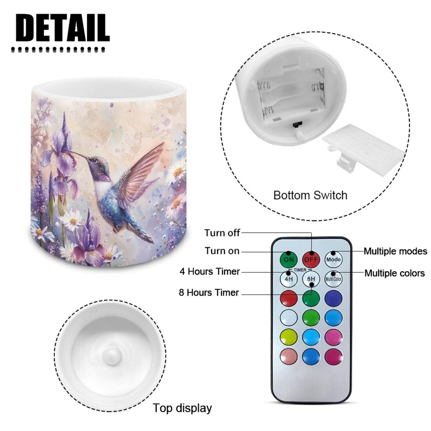 Cozeyat Bird Bloom Flameless Candles 4 Pack Battery Operated LED Pillar Candles with Remote Control Timer Waterproof for Indoor Outdoor Use