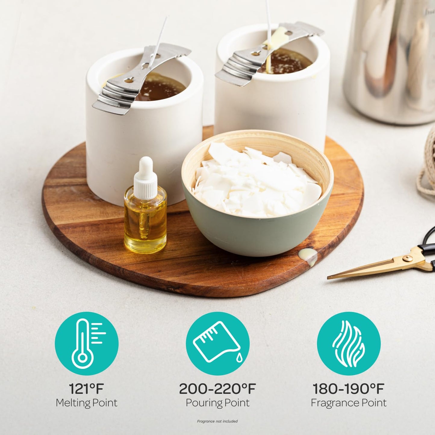 Hearts & Crafts Soy Wax for Candle Making 2lb Kit - Includes 10 Wicks & 2 Metal Centering Devices - Candles Wax and Wicks Set for DIY Candles Projects, Crafting, and Professional Candle Makers