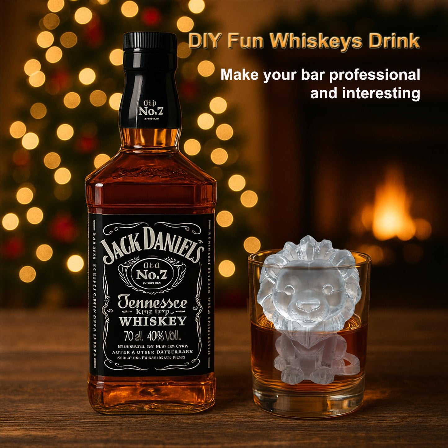 SIUPER 3D Lion Ice Cube Silicone Molds Tray for Whiskey, Cocktail, Drink, Bar; Rich Details. Fun Animal Mold for DIY Craft Taba Squishy Chocolate Soap Candle Resin Gift for Women Girls Boys; 2 Pack