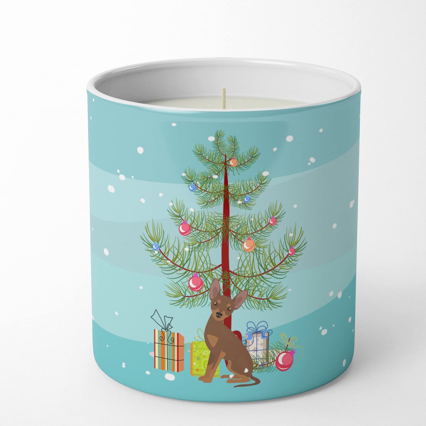 Caroline's Treasures CK3508CDL Brown Prague Ratter Christmas Tree 10 oz Decorative Soy Candle Nature Soy Wax Essential Oil Home Decor Ideal for Bedroom Kitchen Bath Office Gift, 10 oz