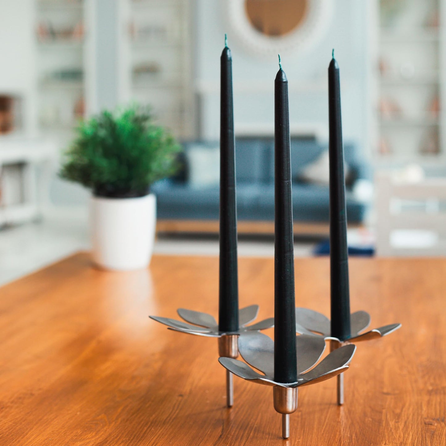 SONEDLY 10 inch Taper Candles 4 Pack - Long Burning Dripless and Smokeless - Ideal for Halloween and Witchcraft - 8-Hour Coal Black Candlesticks