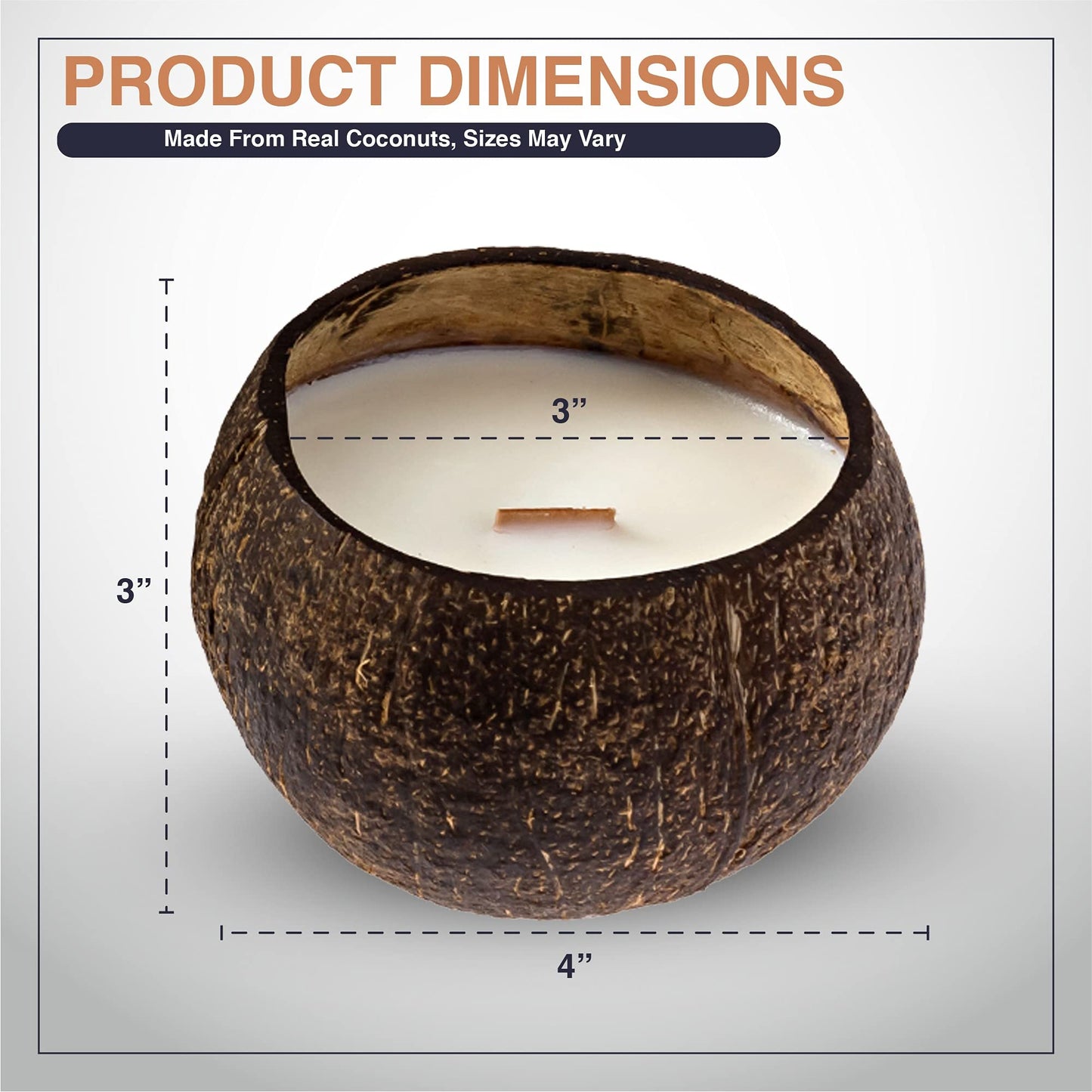 Cocobowlco Soy Coconut Candle - Vanilla Scent, Wood Wick, Real Coconut Shell, Eco-Friendly, 45+ Hours Burn Time