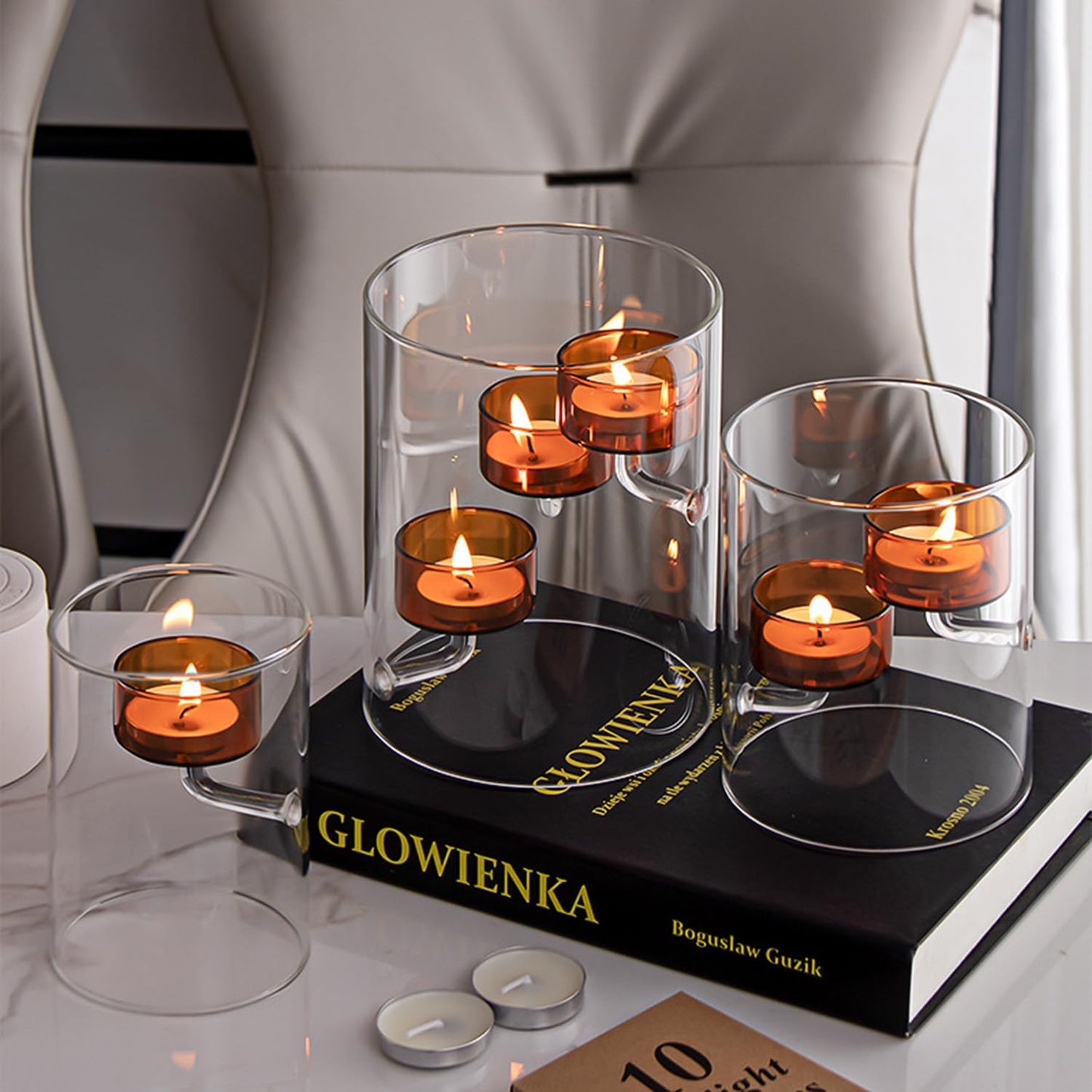 Maimeili Glass Candle Holder Hurricane Crystal Decorative Candle Fits Standard Tealight for Table Wedding Dinning Centerpieces Party Supplies Home Decor