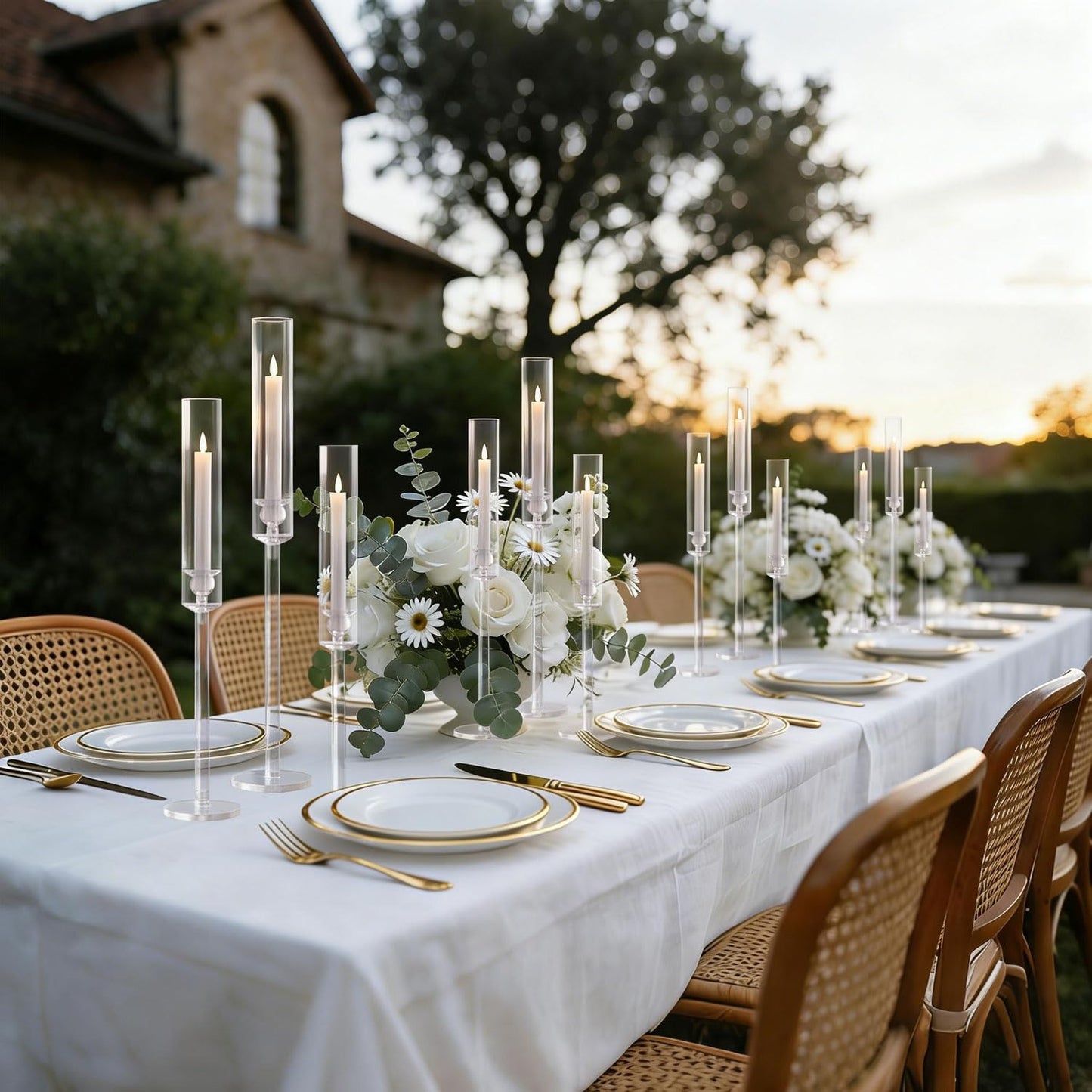 Vincidern 12pcs Clear Taper Candle Holder Centerpieces for Tables, Acrylic Candlestick Holder for Table, Long Candle Stick Candle Stand for Wedding Party Holiday, Event Decor