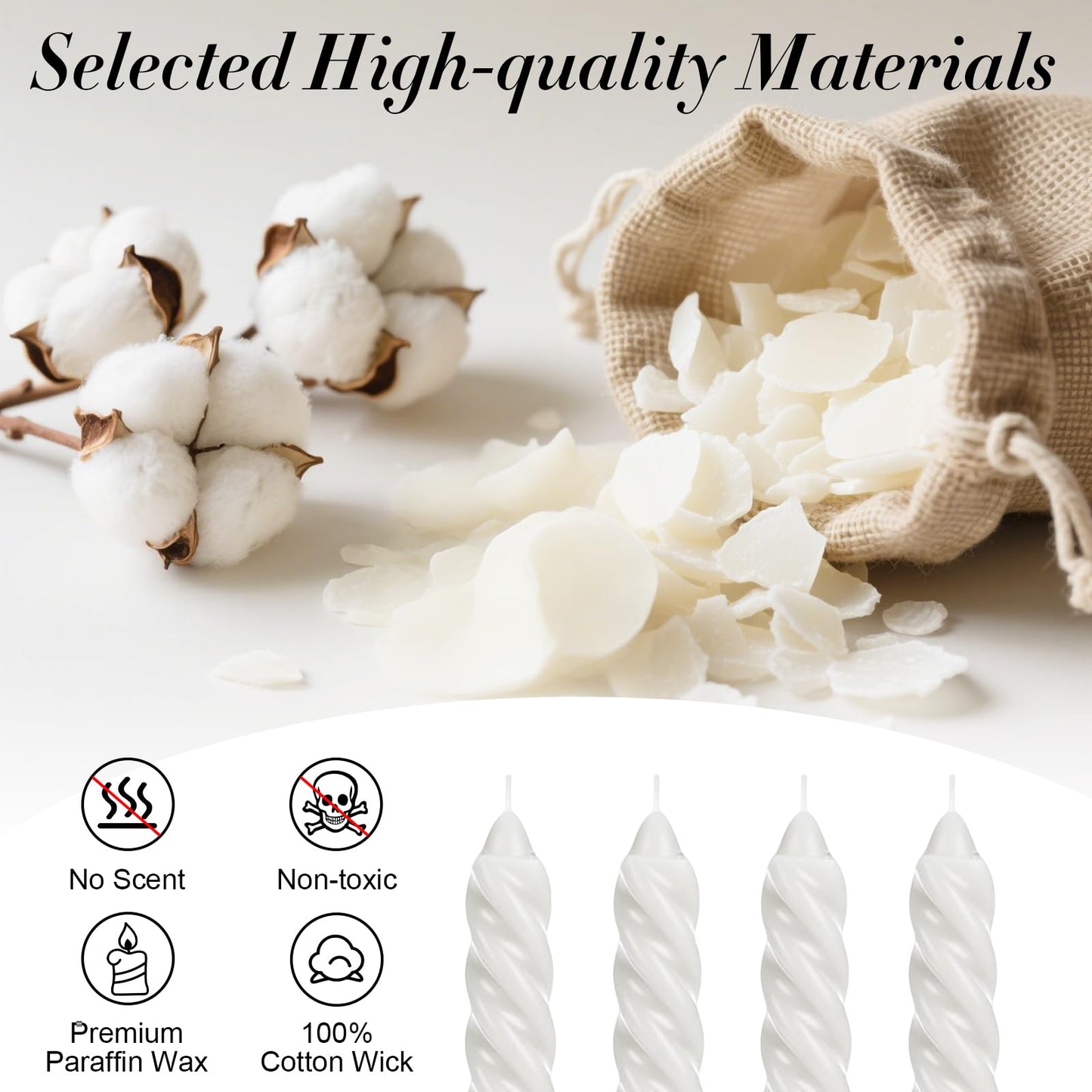 Tobeape White Spiral Taper Candles 10 Inch - 4 Pack Twisted Tapered Candle Sticks - Dripless Unscented Smokeless - Long Burning Decorative White Candlesticks for Dinner Wedding Party Table Home Decor