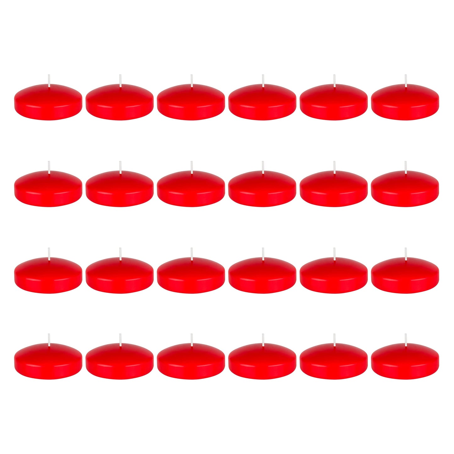 Mega Candles 24 pcs Unscented Red Floating Candles, Hand Poured Wax Candle 3 Inch Diameter, Home Décor, Wedding Receptions, Occasions, Festivities, Events, Meditations, Tranquility, Spa