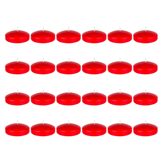 Mega Candles 24 pcs Unscented Red Floating Candles, Hand Poured Wax Candle 3 Inch Diameter, Home Décor, Wedding Receptions, Occasions, Festivities, Events, Meditations, Tranquility, Spa