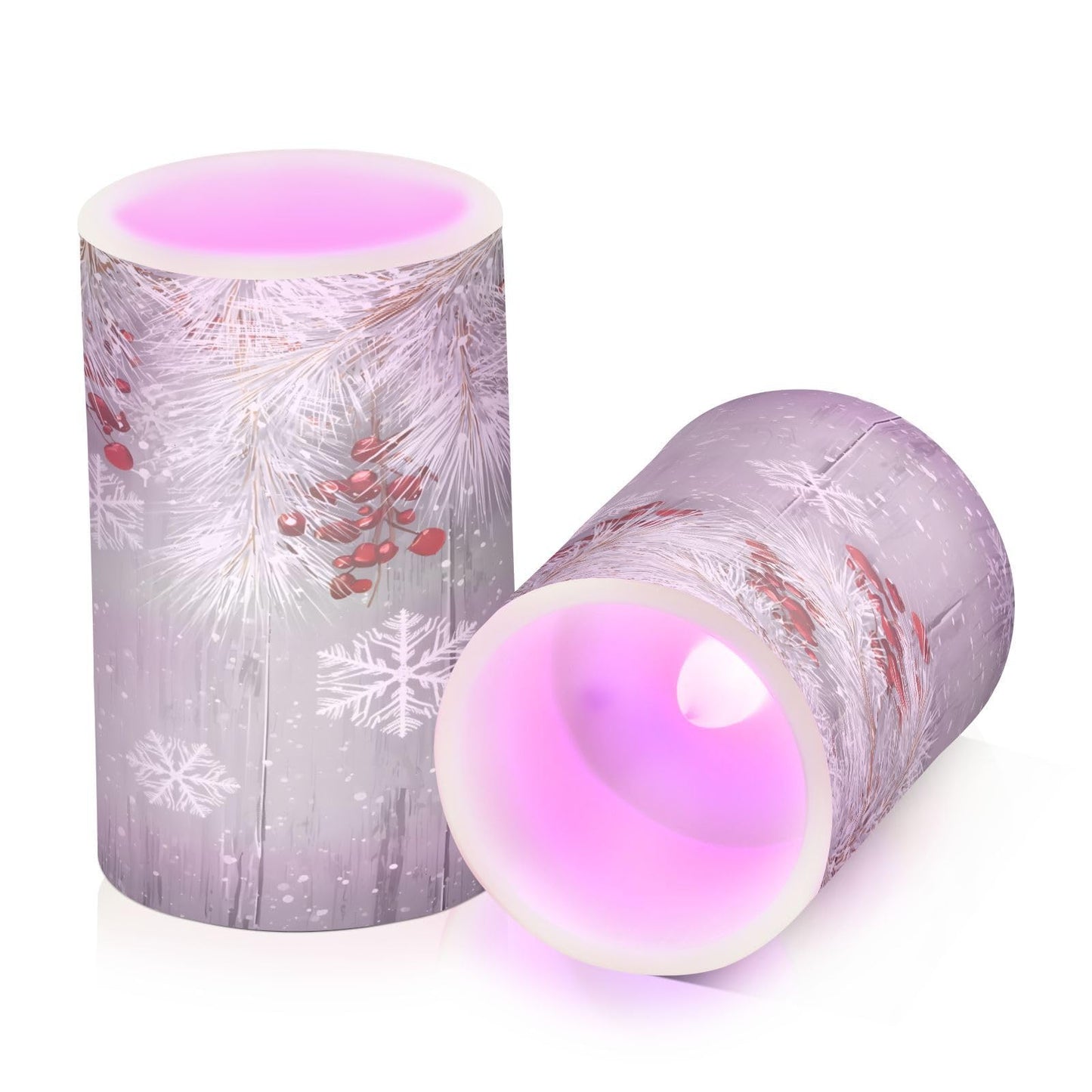 ALAZA Silver Winter Christmas Tree Snowflake Flickering Flameless Candles Battery Operated with Remote Timer,Tea Light Candles LED Pillar Votive Candles Set of 2 for Outdoor Indoor Decorations