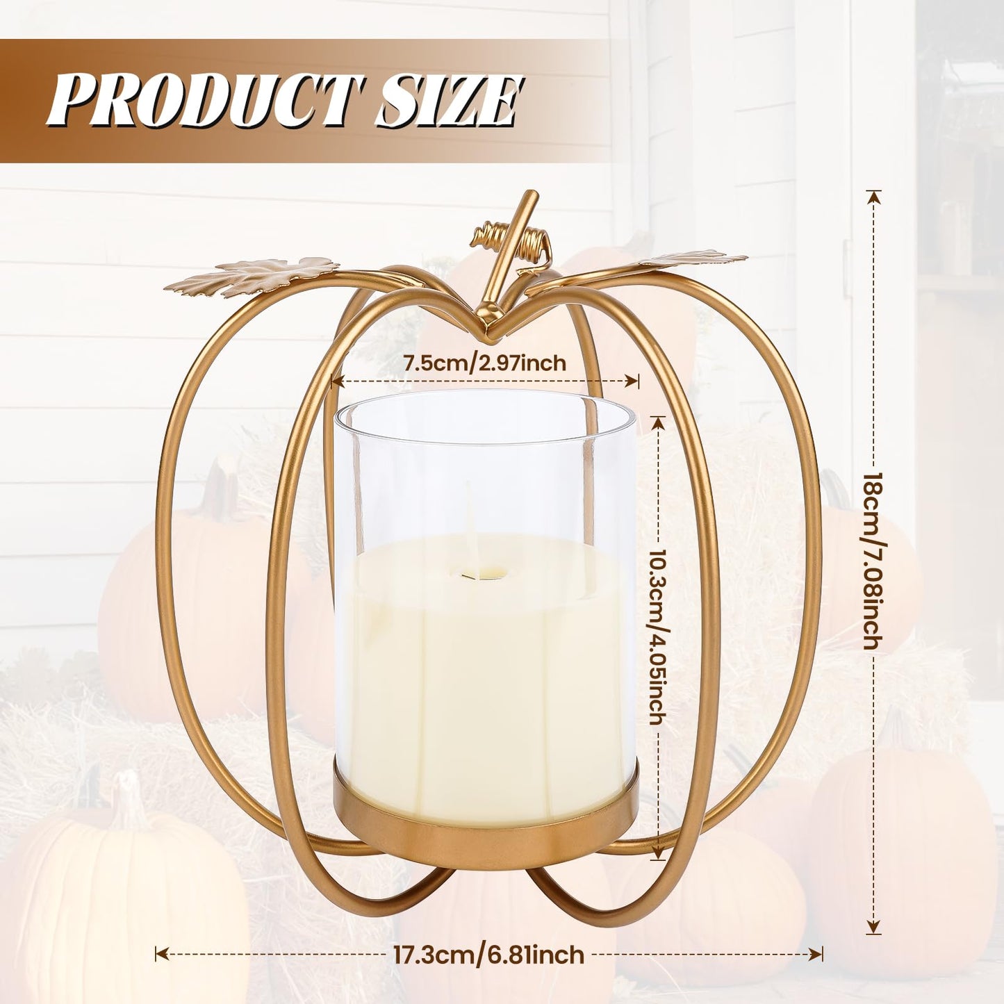 ZpigToor 6.9" Metal Pumpkin Candle Holder with LED Candle,Fall Candle Holder Fall Centerpieces for Dining Table,Coffee Table,Dining Room Decorations
