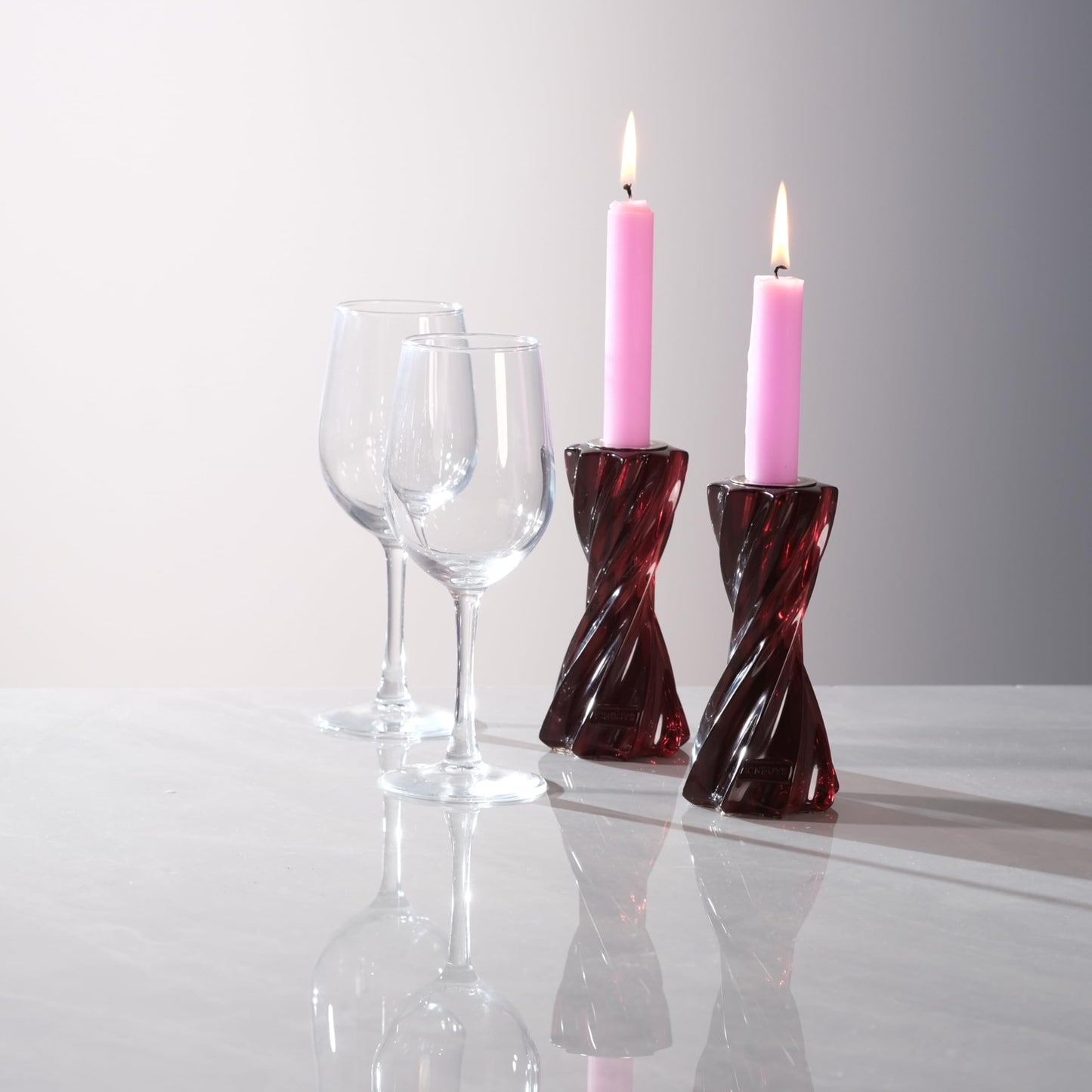 ICNBUYS Twizzle Twist Candle Holder, Decorative Candle Holder for Table Display, Romantic Decoration, Unique Home Décor Aesthetic, Housewarming Gift, Candle Stand Height 5.7 inches Brown - Resin