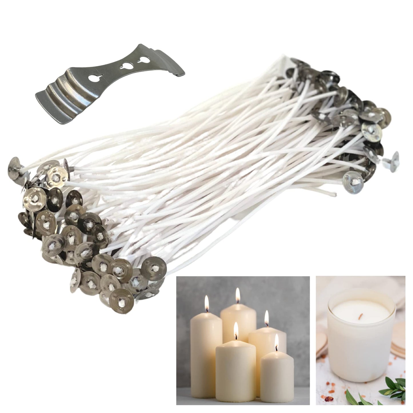 Cotton Wicks for Candle Making, Prewaxed Low Smoke Natural Candle Wicks Bulk, Gift for Makers (6 Inch, 120, Pieces)