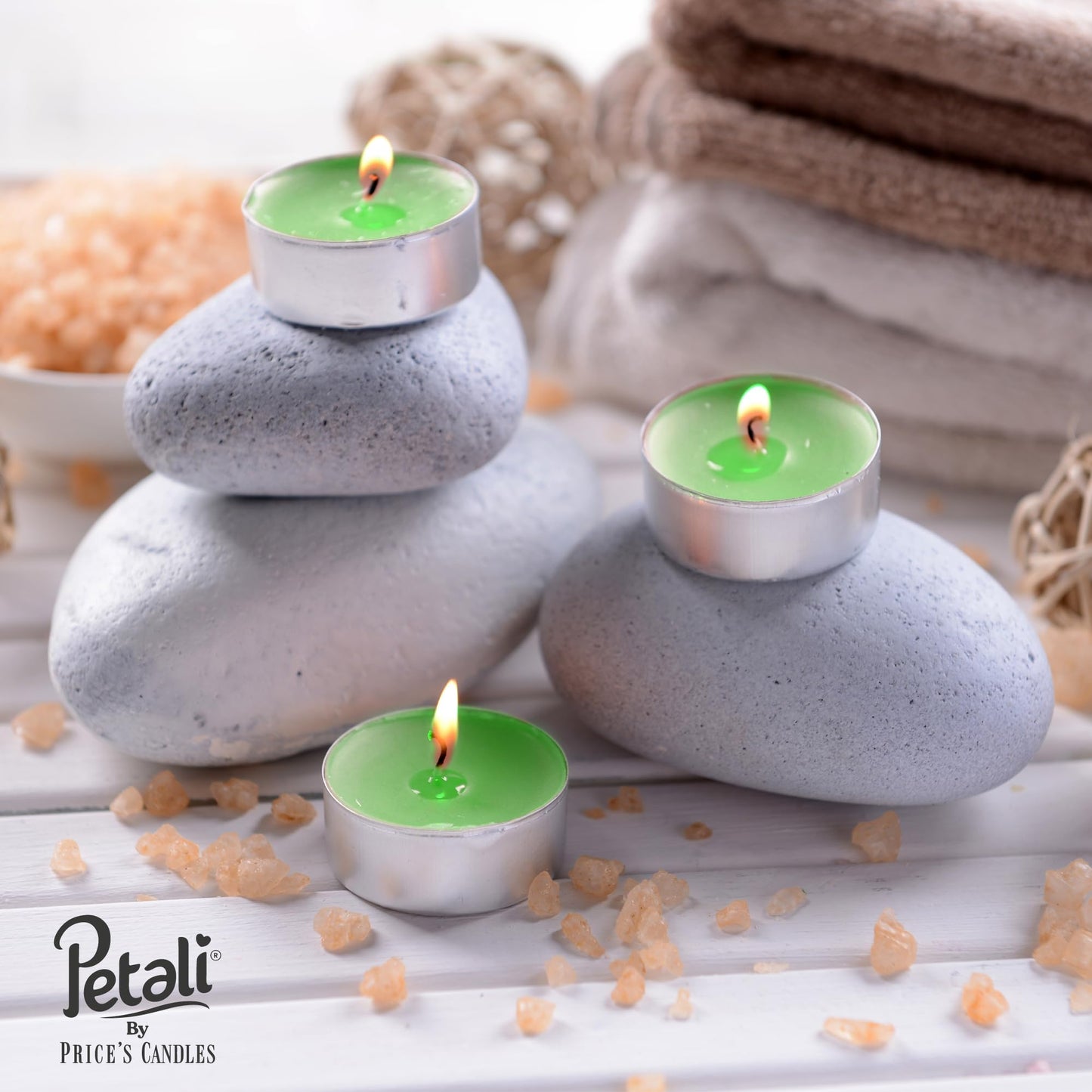 Price's Petali Range Lime and Basil Pack of 18 Scented Tea Lights Candle for Home & Events | 4 Hour Burn Time Scented Candles for All Occasions | Long Burning Tealights Gifts for Women & Men