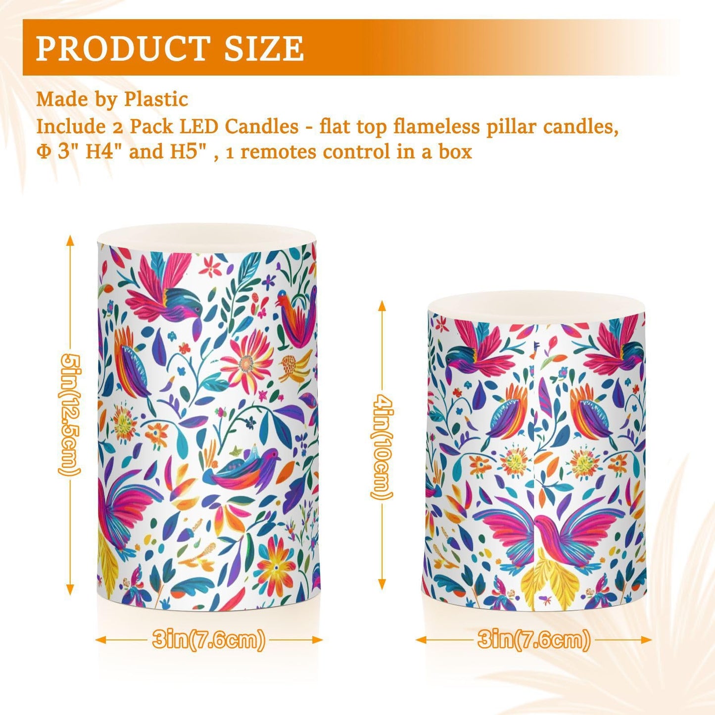 Kcldeci Flameless Candles LED Battery Operated Remote Control Multicolor Plastic Tabletop Decorative Lighting Set of 2