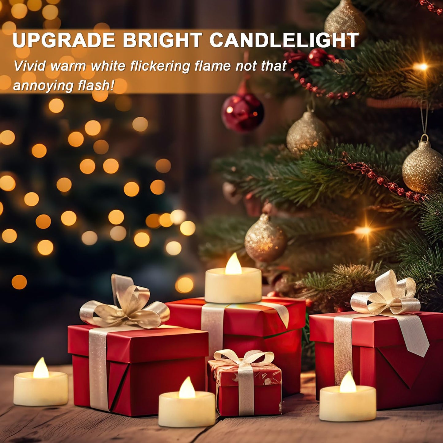 BEICHI Set of 24 Flameless LED Tea Lights Bulk, Electric Tealight Candles, Small Fake Candle Battery Operated, Warm White Flickering Mini Candles for Christmas, Home Decor