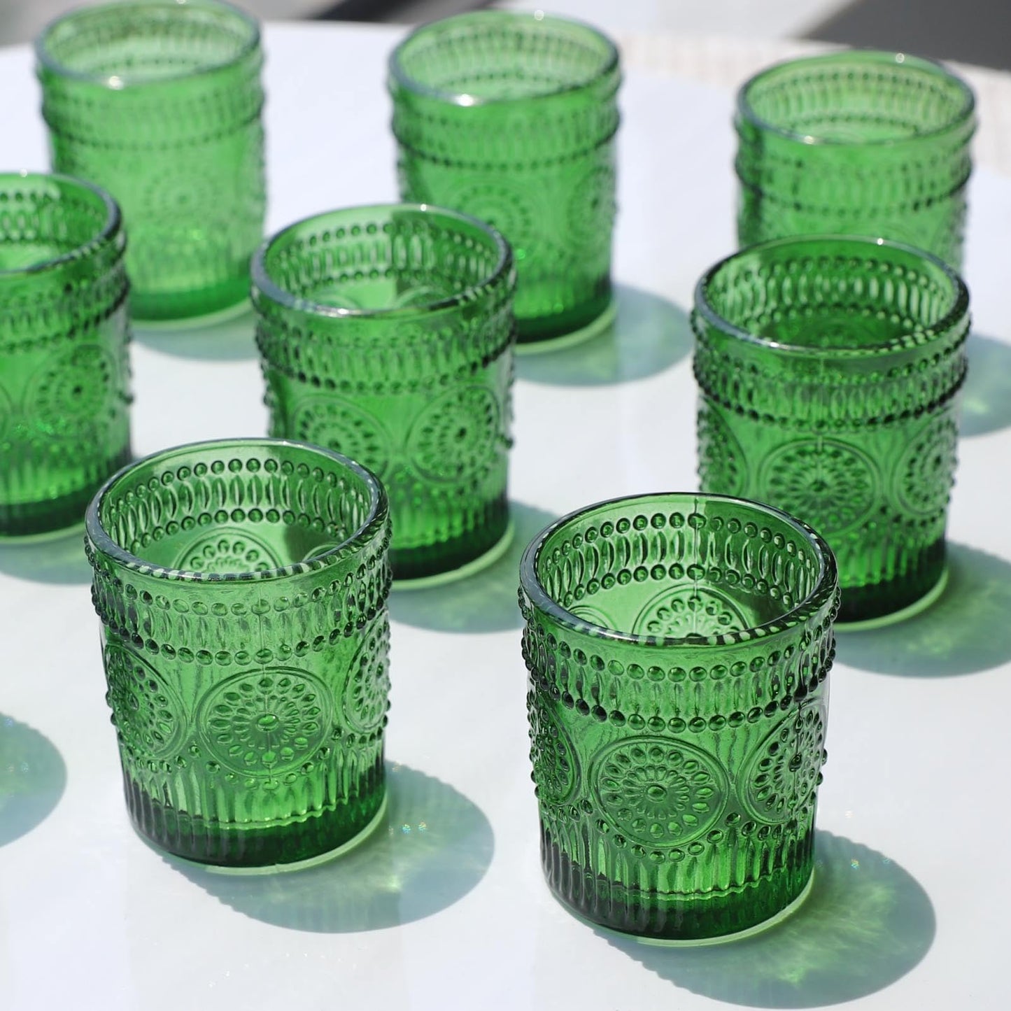 VOHO Green Candle Holder Set of 12, Green Glass Votive Candle Holders for Centerpiece Table Decorations, Votive Candles Holder Bulk for Birthday (2.1'' x 2.6'', W/H)