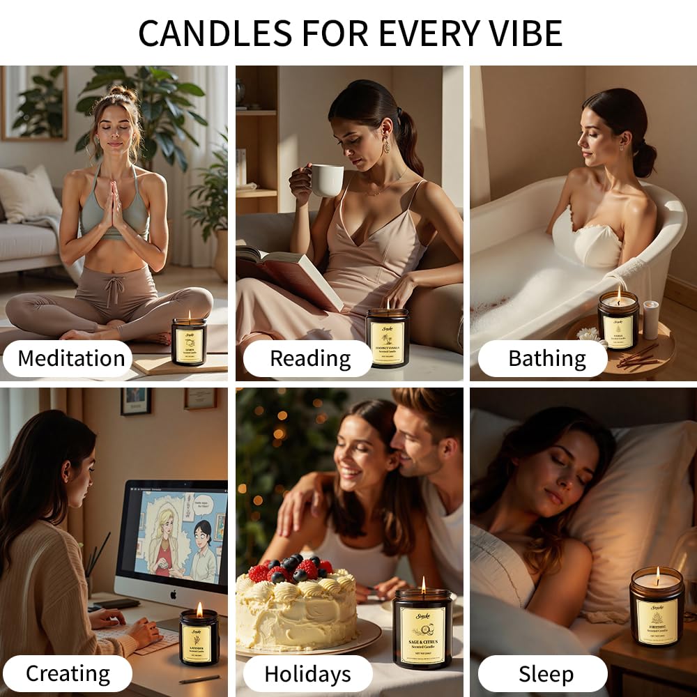 SVECKE 6 Pack 42oz Fall Scented Candles, Soy Wax Candles for Home, Aromatherapy Candle Gift Set for Women Men, Long Lasting Jar Candles, Ideal for Birthdays Holidays