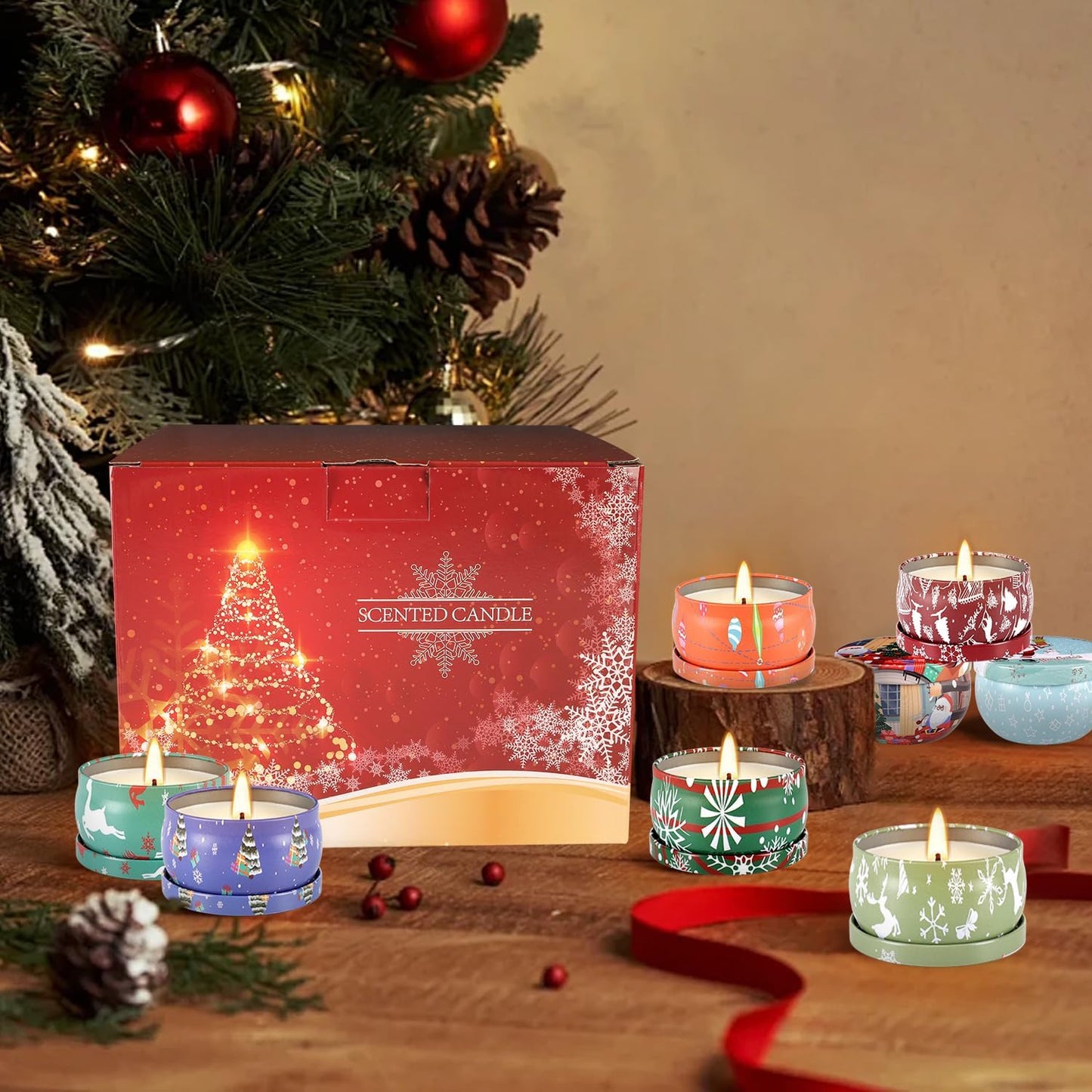 TLNFHRPI 36 Packs Christmas Scented Candles, 2.5oz Smokeless Clean Burning Soy Wax Candles for Home Decor, Festive Gifts & Holiday Ambiance