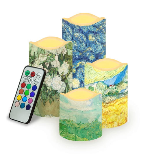 Ystardream Art Work Candles Plastic Moving Flickering LED Candles with Remote Color Changing & Timer,4 Packs Won't Melt Candle for Room Decor Accessories for Christmas Halloween
