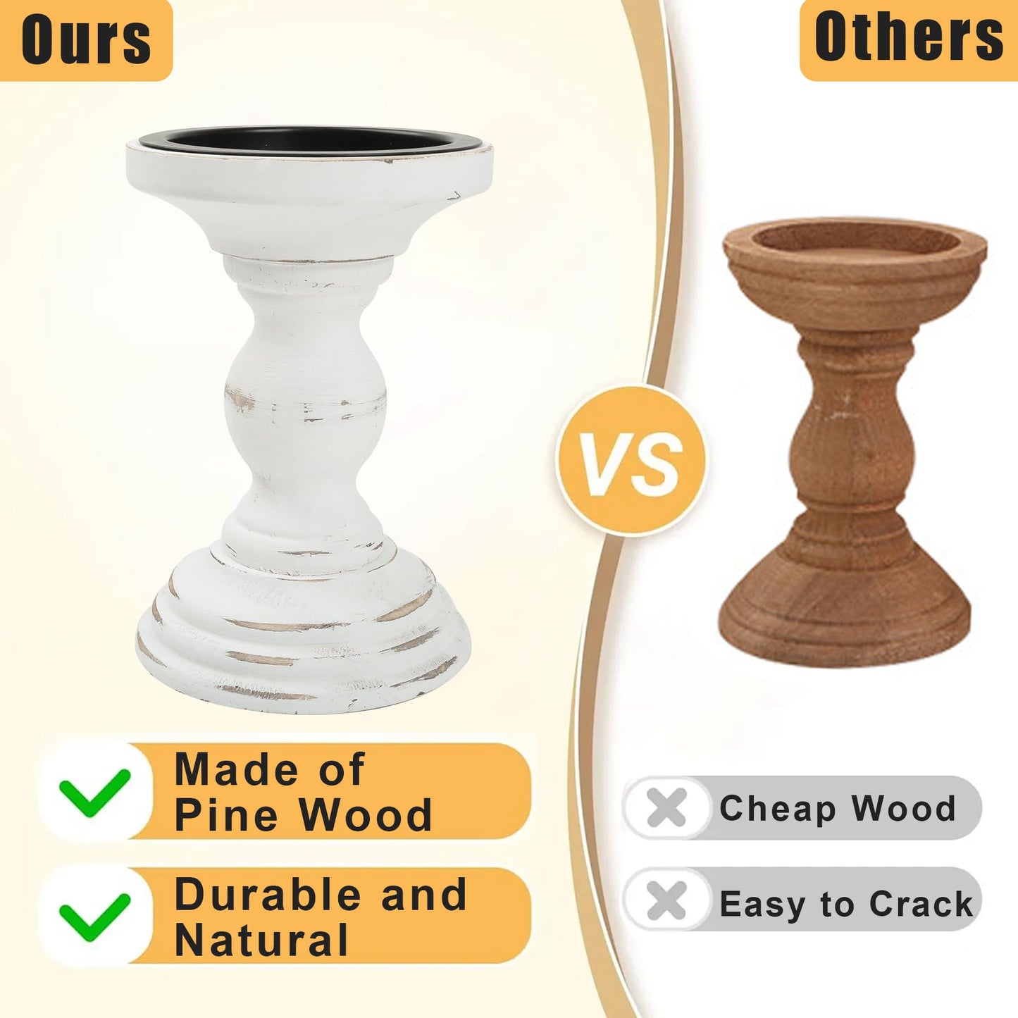 Unity Candle Holder - LIKEYO Wooden Unity Candle Holders for Weddings, Rustic Candlestick Set of 3, Wooden White Candlestick for Wedding Table Centerpiece Church Farmhouse Decor