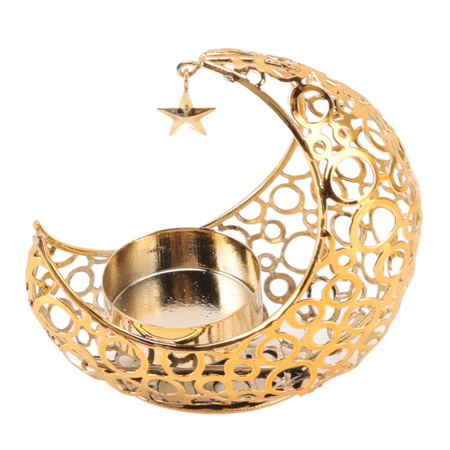 BSTiltion Moon Candlestick Holder Iron Hollowed Candle Holder with Elegant Design for Home Decor Wedding Christmas Decoration (Gold)