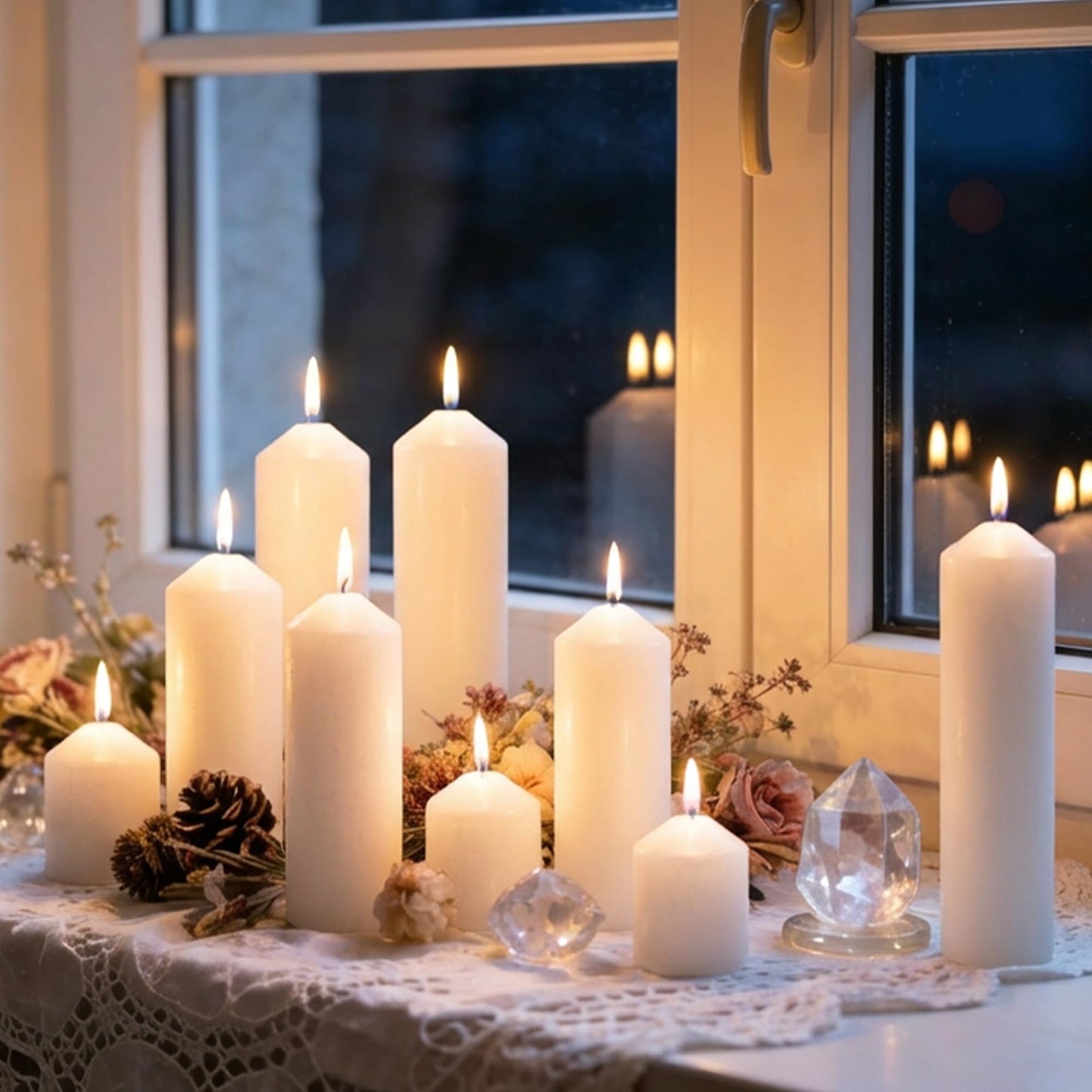 HTTBEIZI Pillar Candles Bulk Set - Unscented, Smokeless, Dripless | 3 Sizes: 2x3, 2x6, 2x8 Inches | Ideal for Weddings, Christmas & Home Decor (36, White)