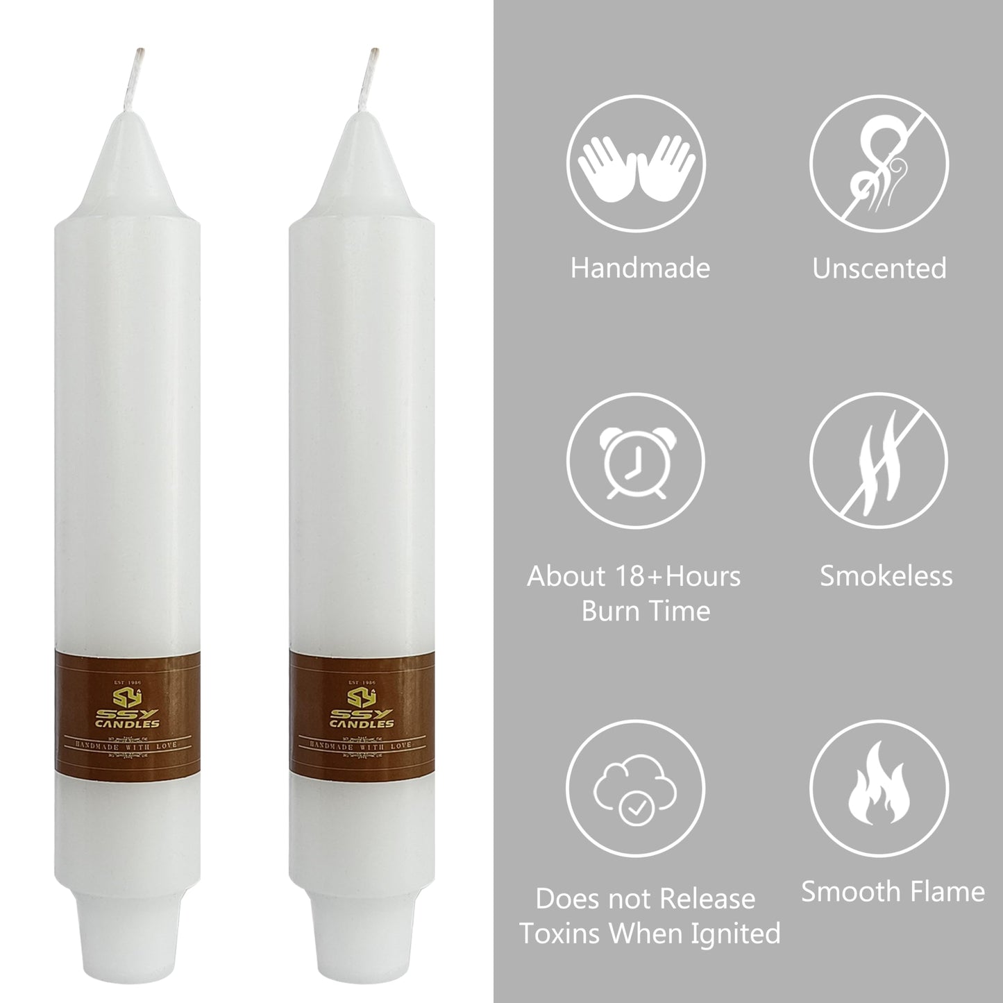 White Short Taper Candles Set of 4, 7 Inch Handmade Tapered Candles, Long Burning Taper Candles, Unscented Candle Stick for Wedding Home Decor Dinner Gift