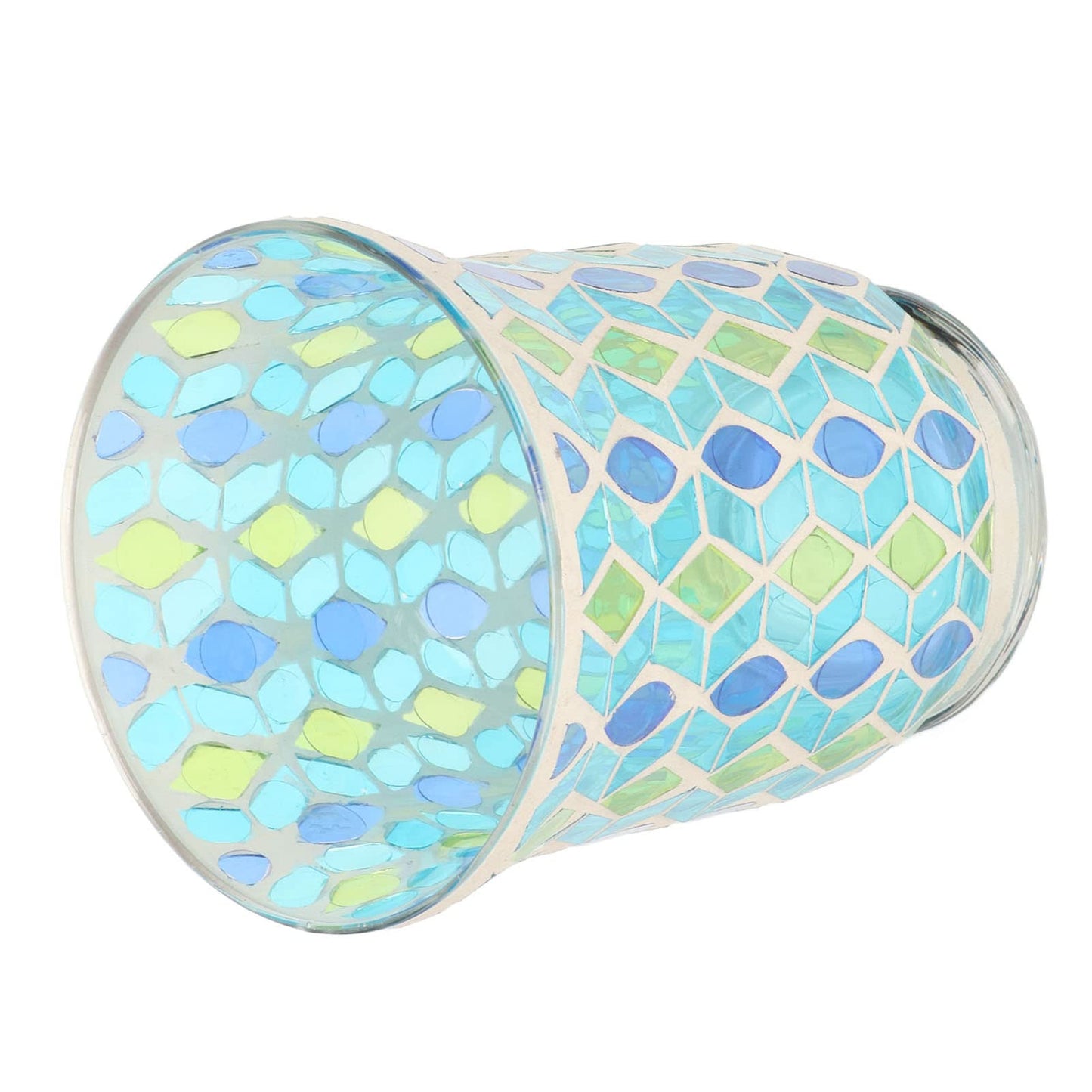 Adfaga Mosaic Glass Candle Holder Handcrafted Windproof Decorative Floral Tealight Holder for Home Decor Cafes Restaurants Wedding Centerpiece