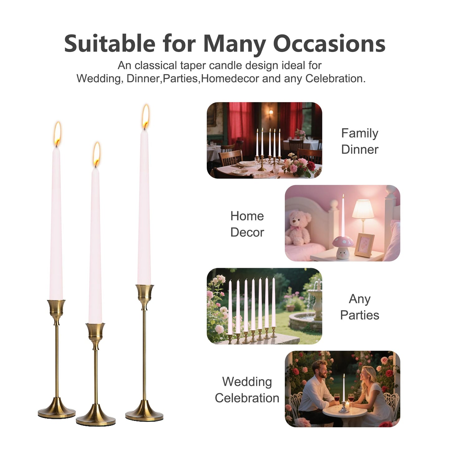 8 Pack 10 Inch Baby Pink Taper Candles Long Burning Time and Dripless Candles for Dinner Home Decor Wedding Shower