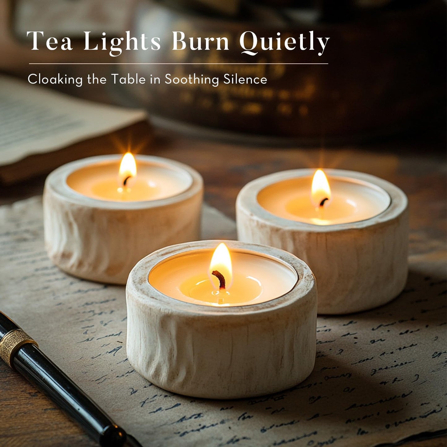 Ashlux Unscented Palm Tea Lights Candles 100 Pack Bulk, 8 to 9 Hours Long Burning White Tea Lights,Non-Paraffin, Smokeless, Mini Tealight Candles for Wedding, Table Centerpiece, Party, Power Outages