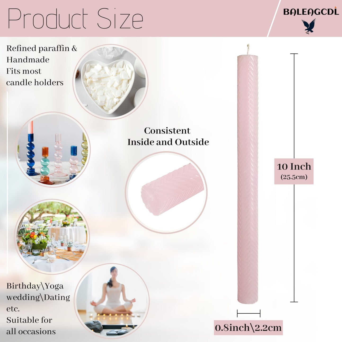 Unscented Texture Taper Candle 10 Inch Pink Twisted Candlesticks Smokeless Long Candle Stick Handmade for Holiday Home Dinner Decor Creative Gifts 2 PCS