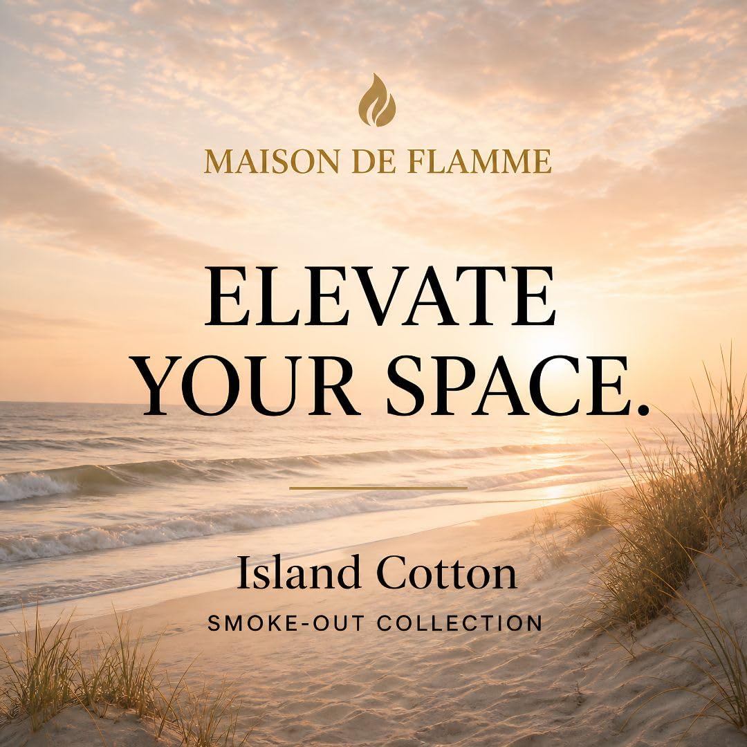 Fresh Linen Scented Candle, Soy Wax Candle for Bathroom, Powder Room & Bedroom, Up to 30 Hour Burn Time, Giftable, Sea Breeze Jasmine and Soft Musk Fragrance, Island Cotton, 5.3 oz – Maison De Flamme