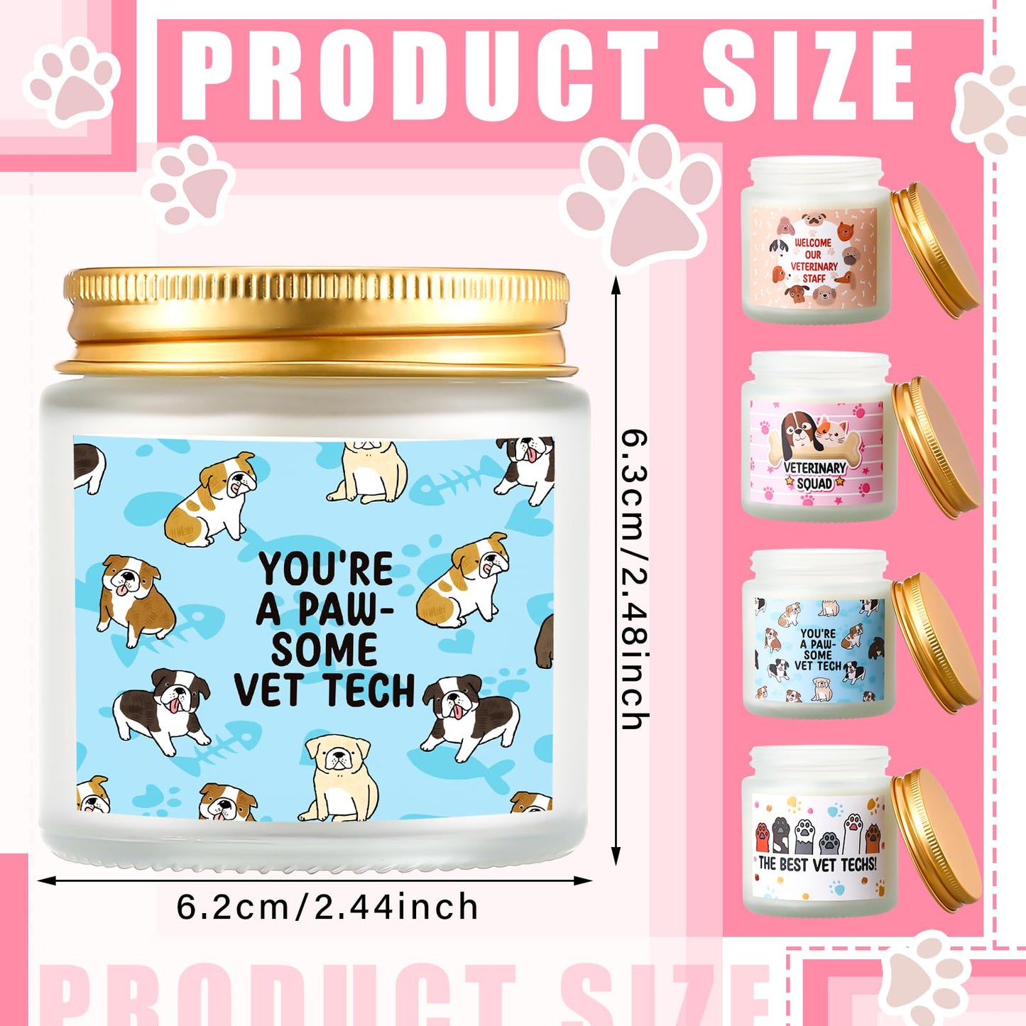 Conelist 4 Pcs Vet Receptionist Week Gifts Veterinarian Scented Candles 3.5oz Thank You Gift for World Veterinary Day, Veterinarian, Animal Doctor, Receptionist, Birthday Gifts for Women Men