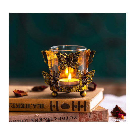 Candle Holderss Retro Candle Holder, Creative Glass Candle Holders Candlestick Holder Wrought Iron Décor Candle Holder Decorative Candle Stand for Dining Table Decorative Candlestick ( Color : B )